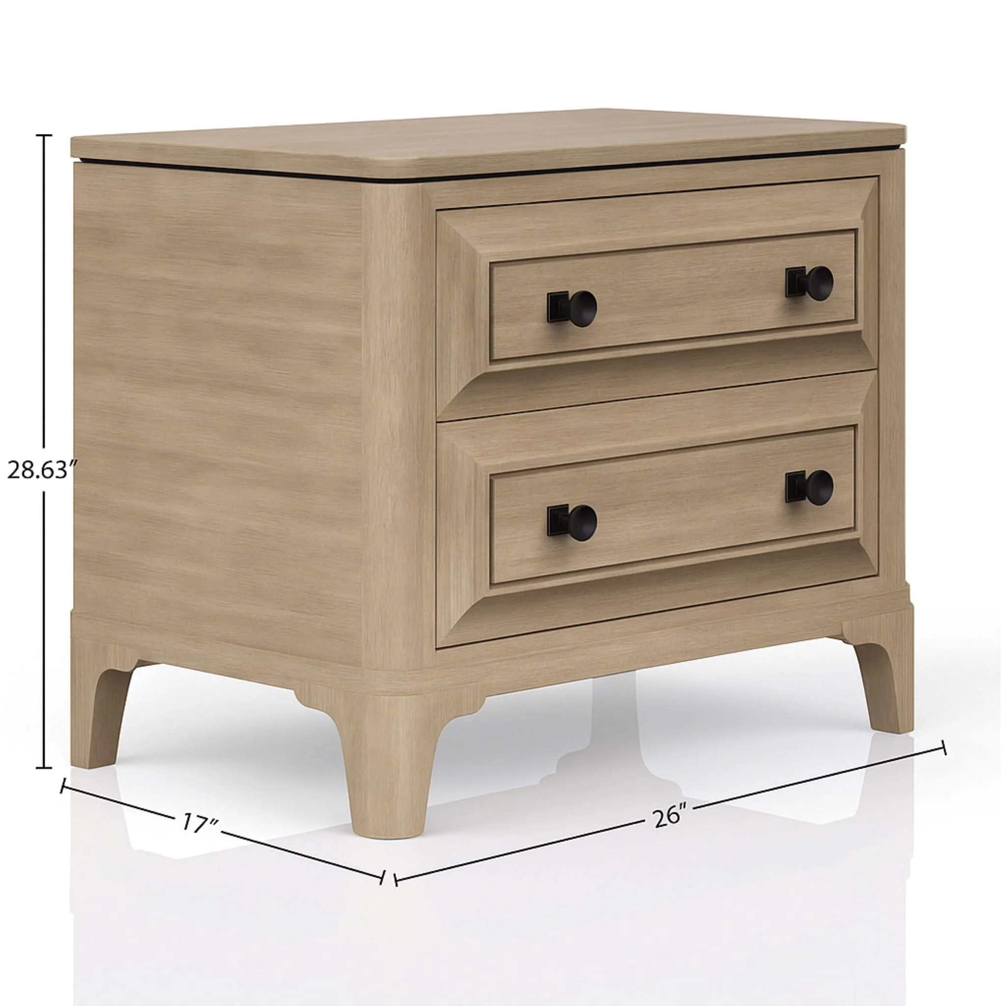 2 Drawer Nightstand - Sand - Image 2