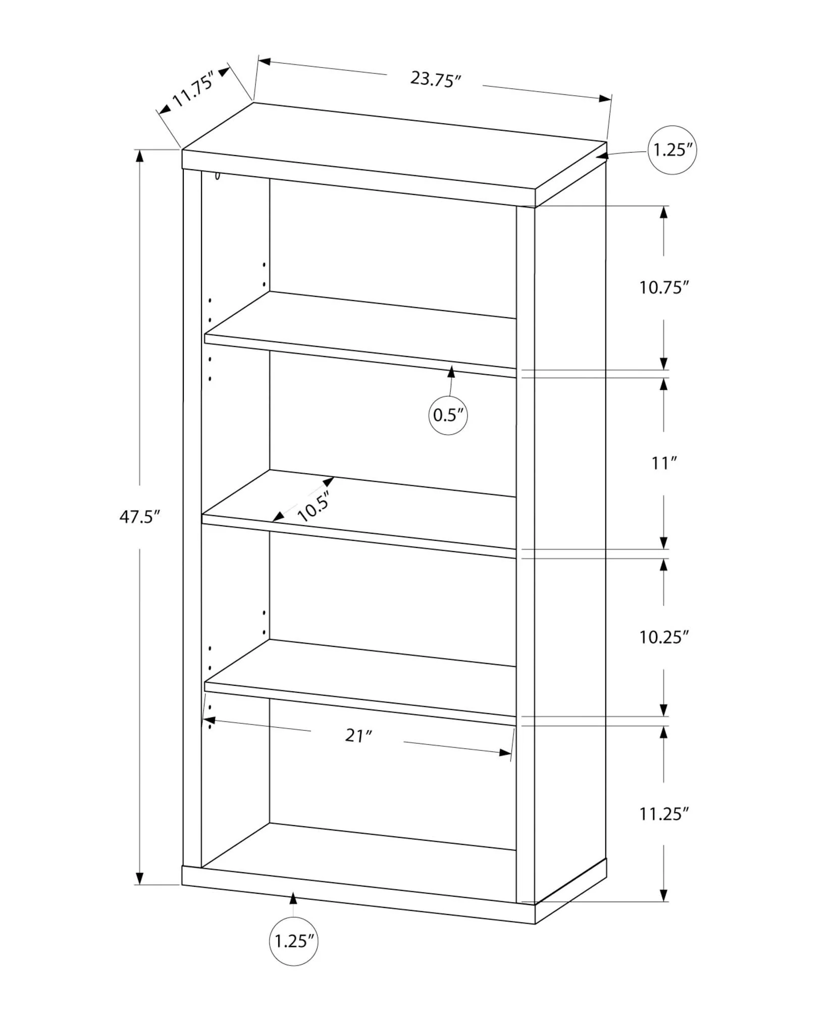 5 Tier For Office Bookshelf, Bookcase, Etagere, Contemporary & Modern - Image 13