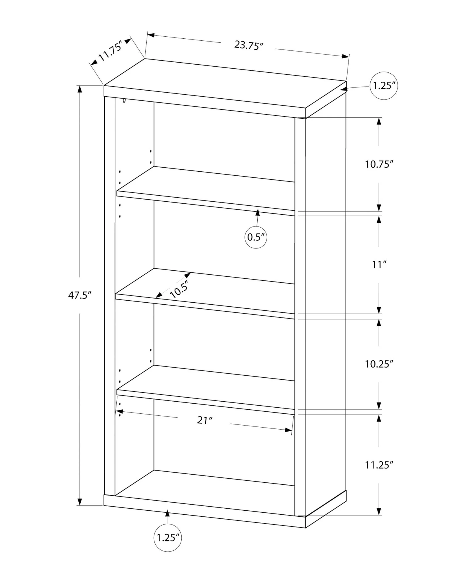 5 Tier For Office Bookshelf, Bookcase, Etagere, Contemporary & Modern - Image 22