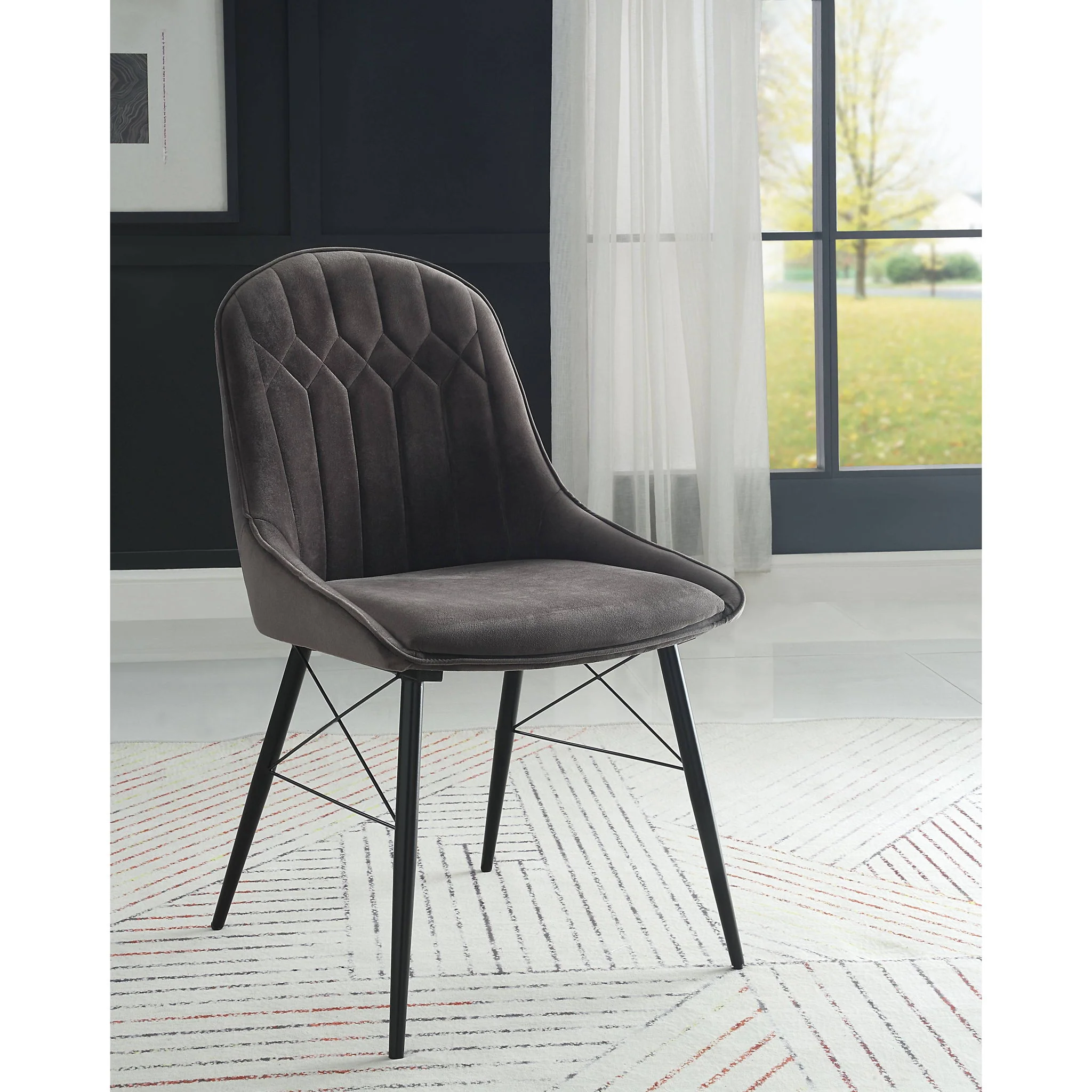 Abraham - Side Chair (Set of 2) - Black / Dark Gray - Image 2