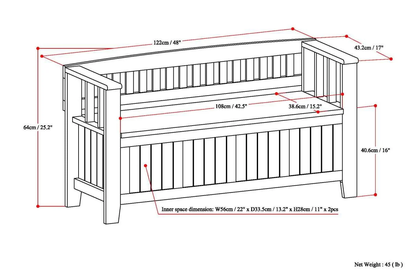 Acadian - Entryway Storage Bench, Handcrafted - Image 23