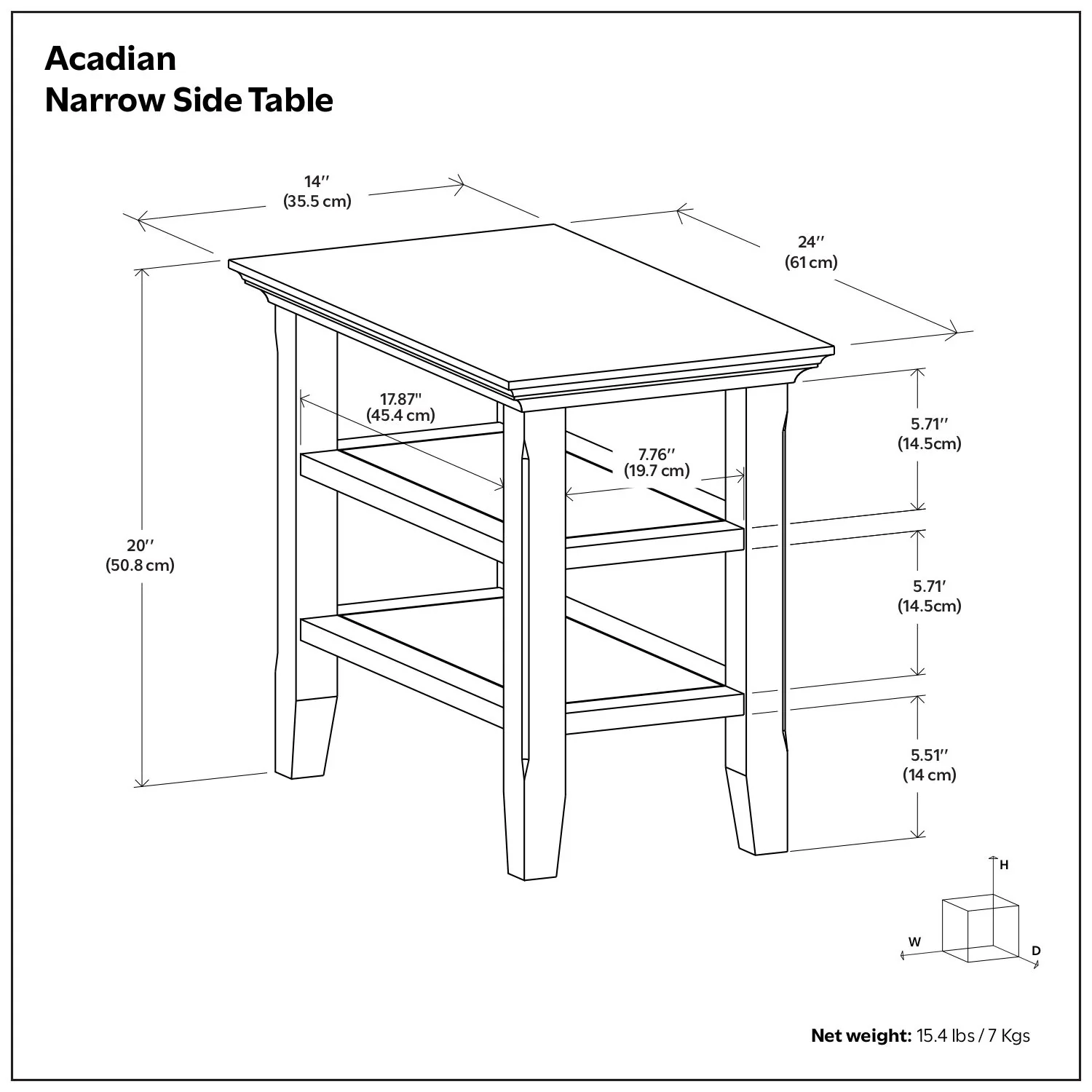 Acadian - Narrow Side Table, Handcrafted - Image 10