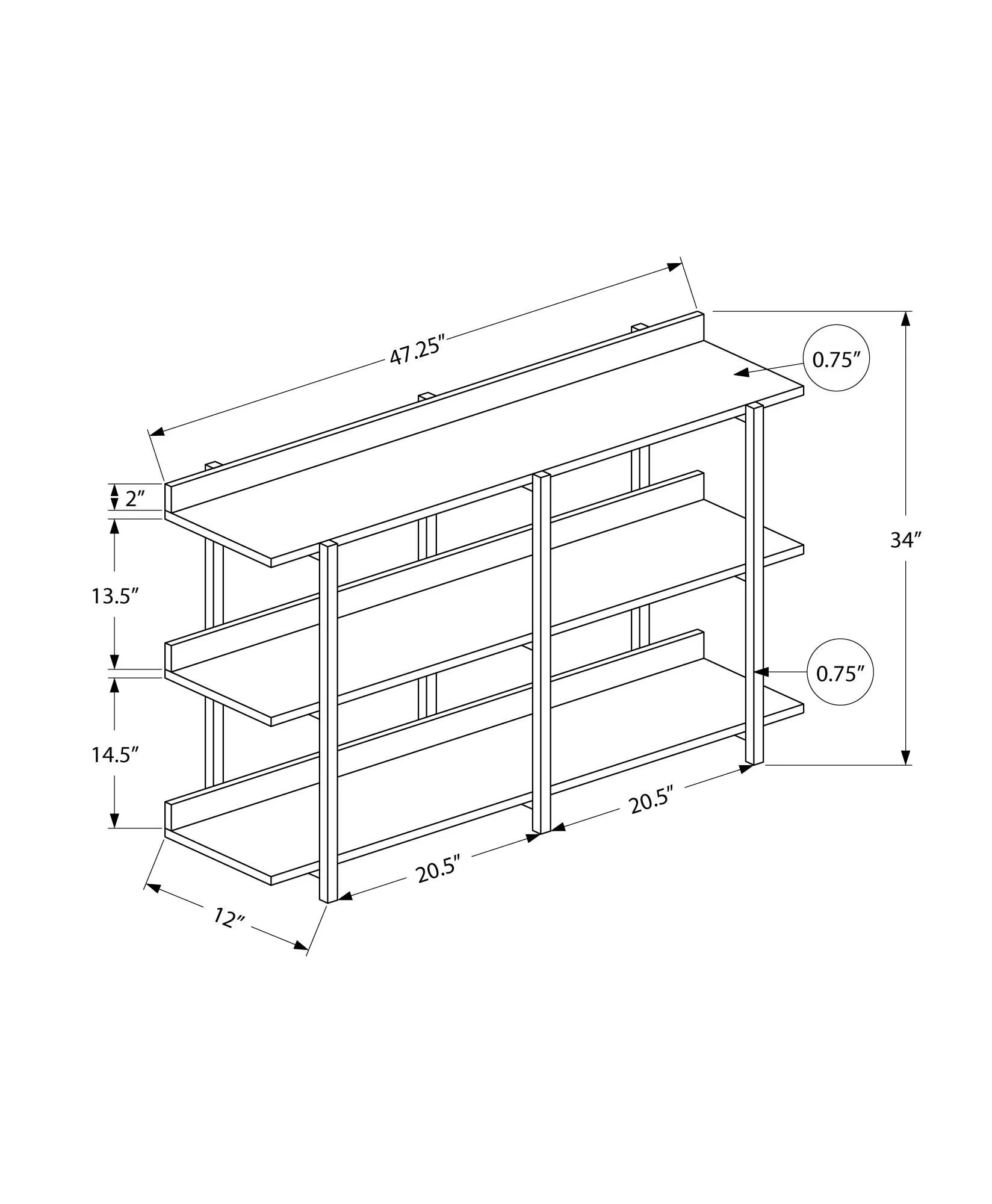 Accent Console Table For Entryway, 3 Tier Design - Image 5