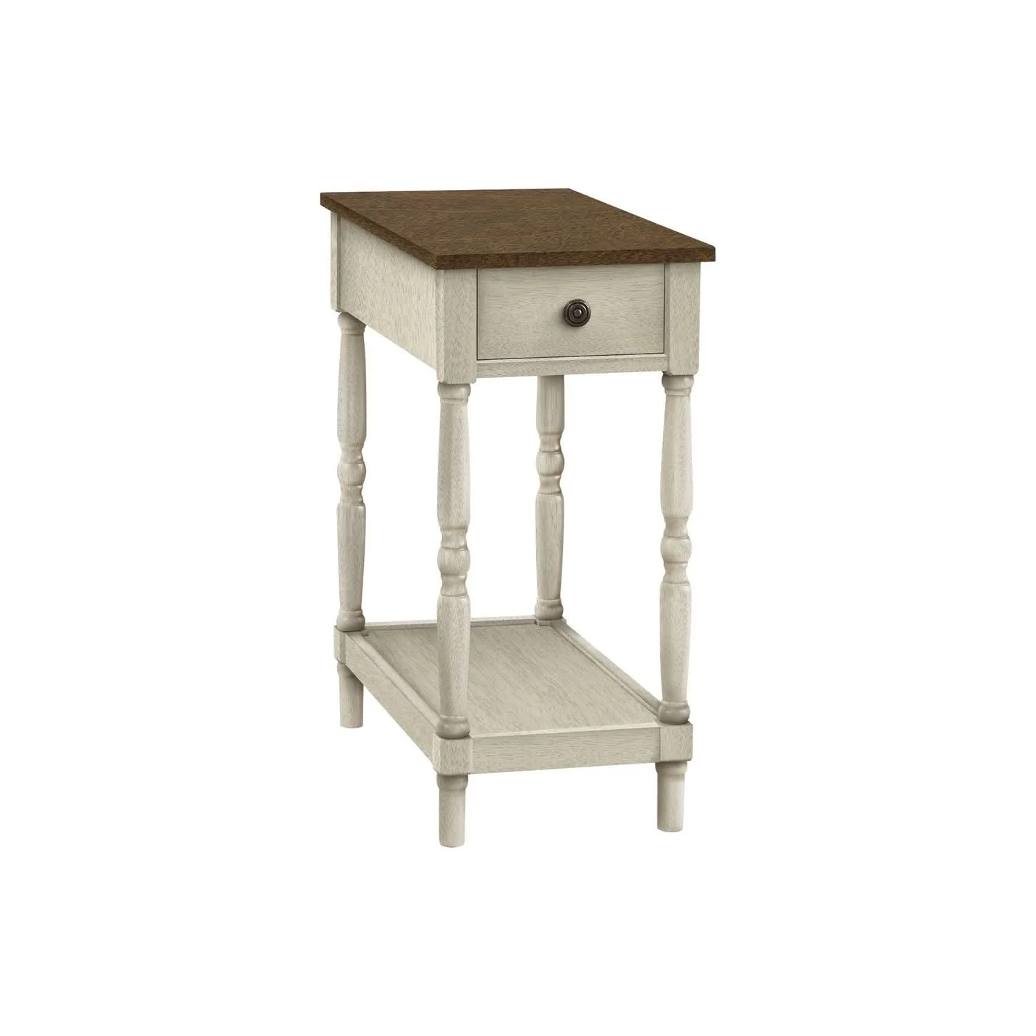 Accent End Table, 2 Tier, Storage Drawer, Traditional Stylish Design - Image 2