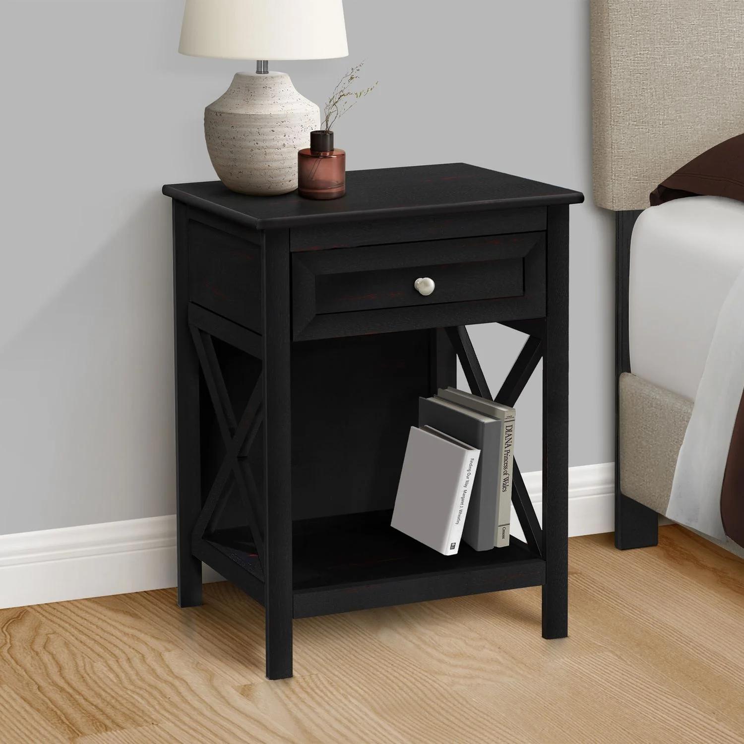 Accent End Table, 2 Tier, Storage Drawer, Transitional Style - Image 8
