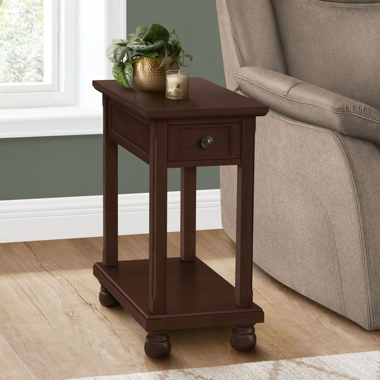 Accent End Table, Storage Drawer, Traditional - Espresso - Image 3