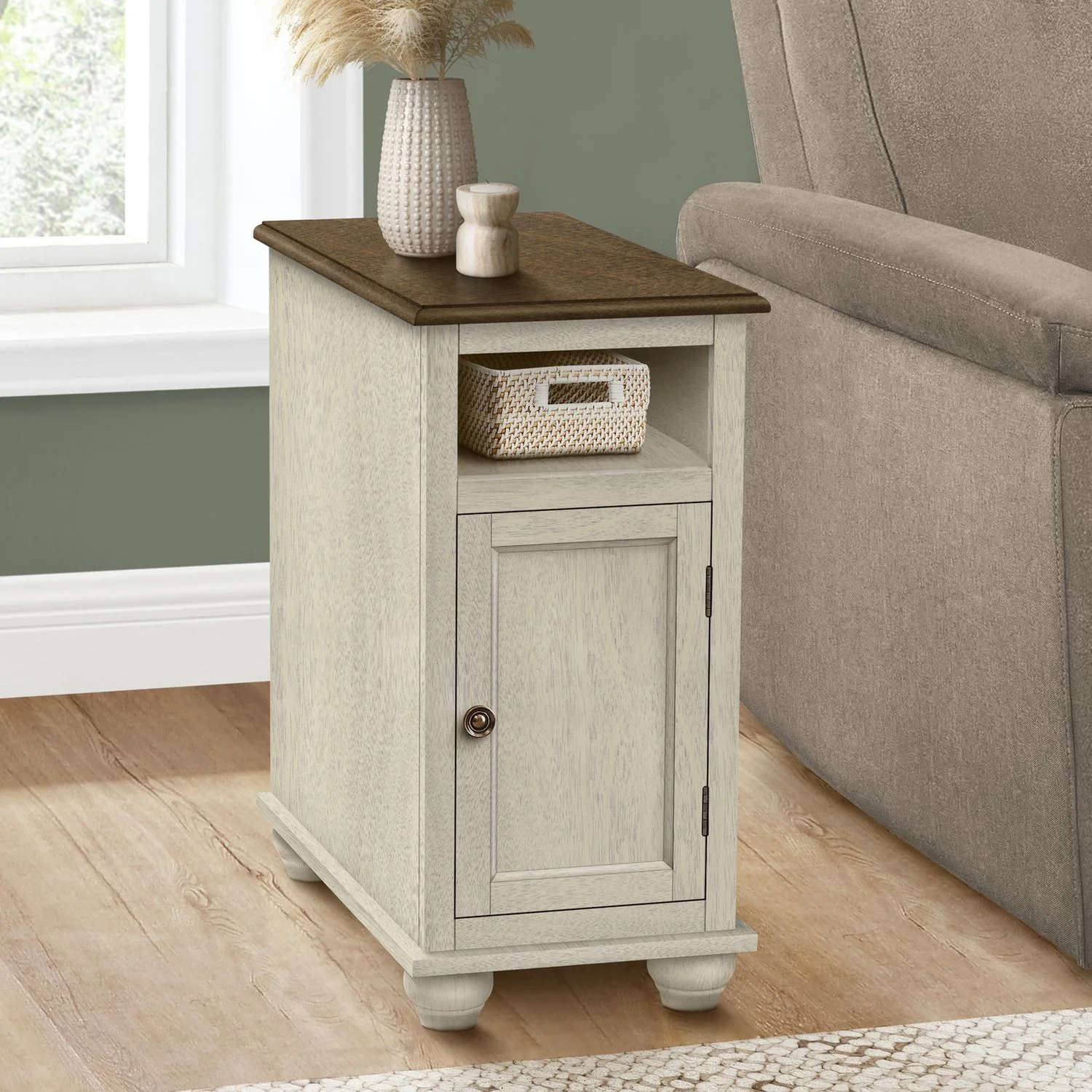 Accent End Table, Storage, Traditional - White - Image 3