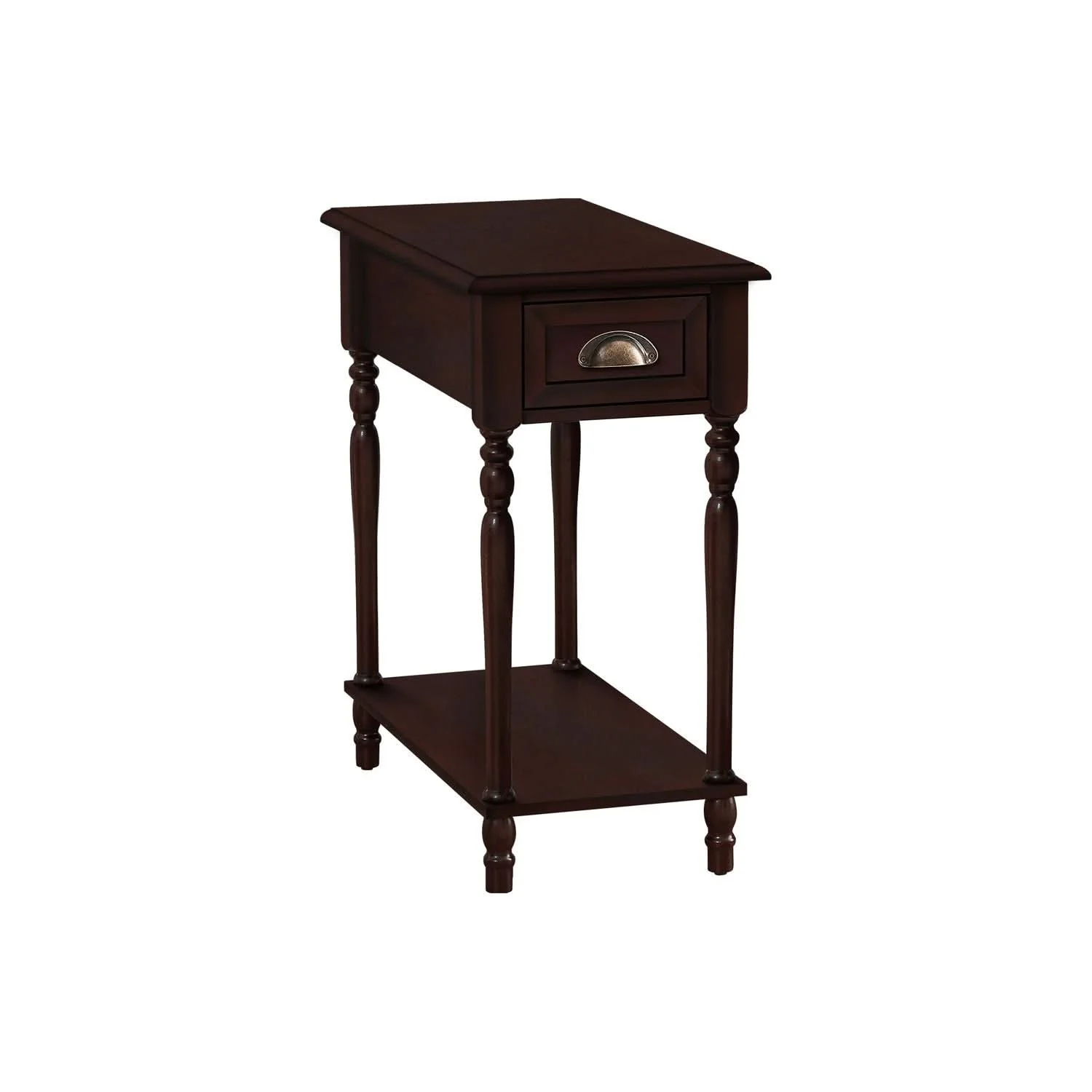 Accent Side Table, 2 Tier, Storage Drawer, Stylish Traditional Design - Image 2
