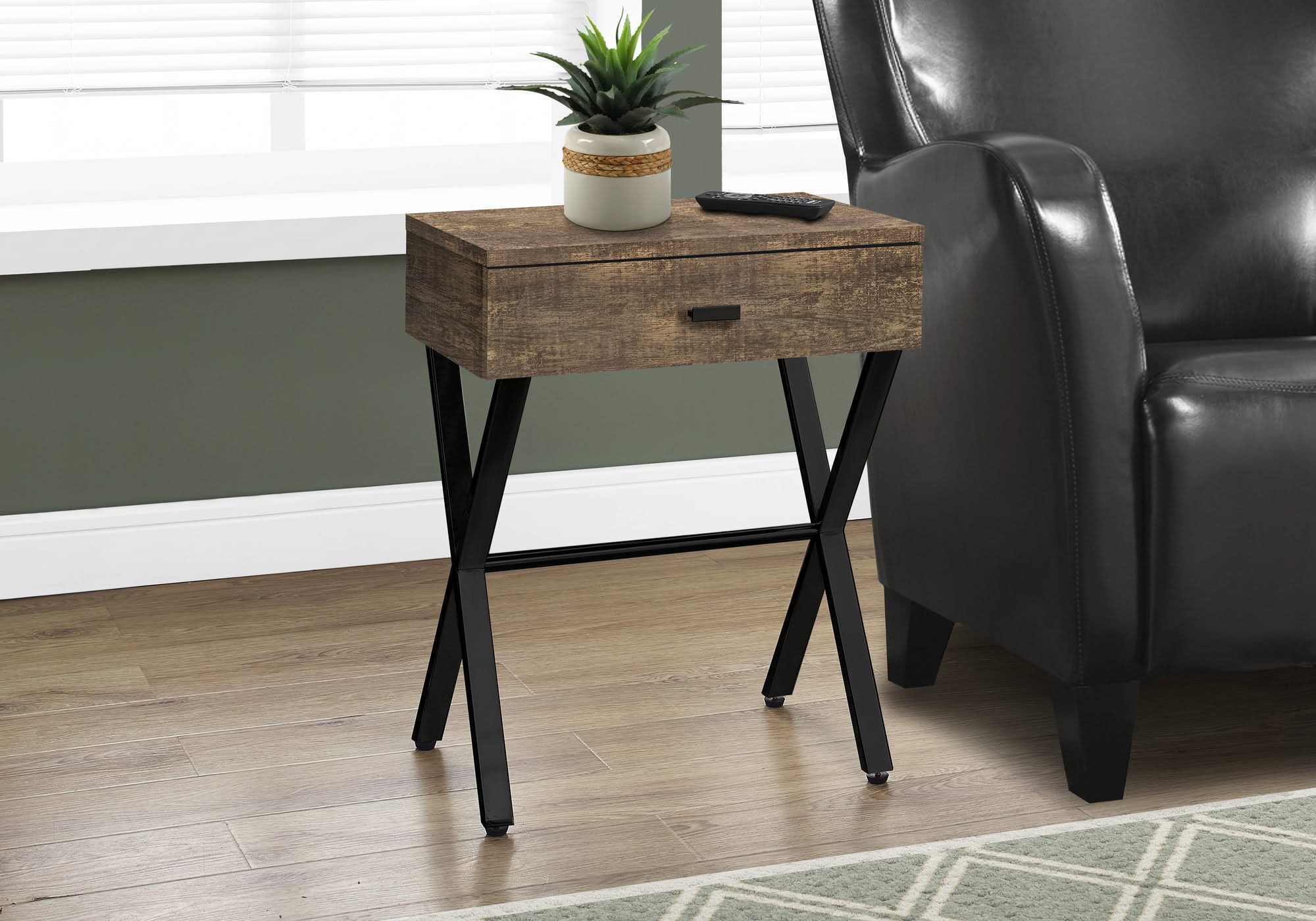 Accent Side X Table, Storage Drawer, Contemporary & Modern - Image 2