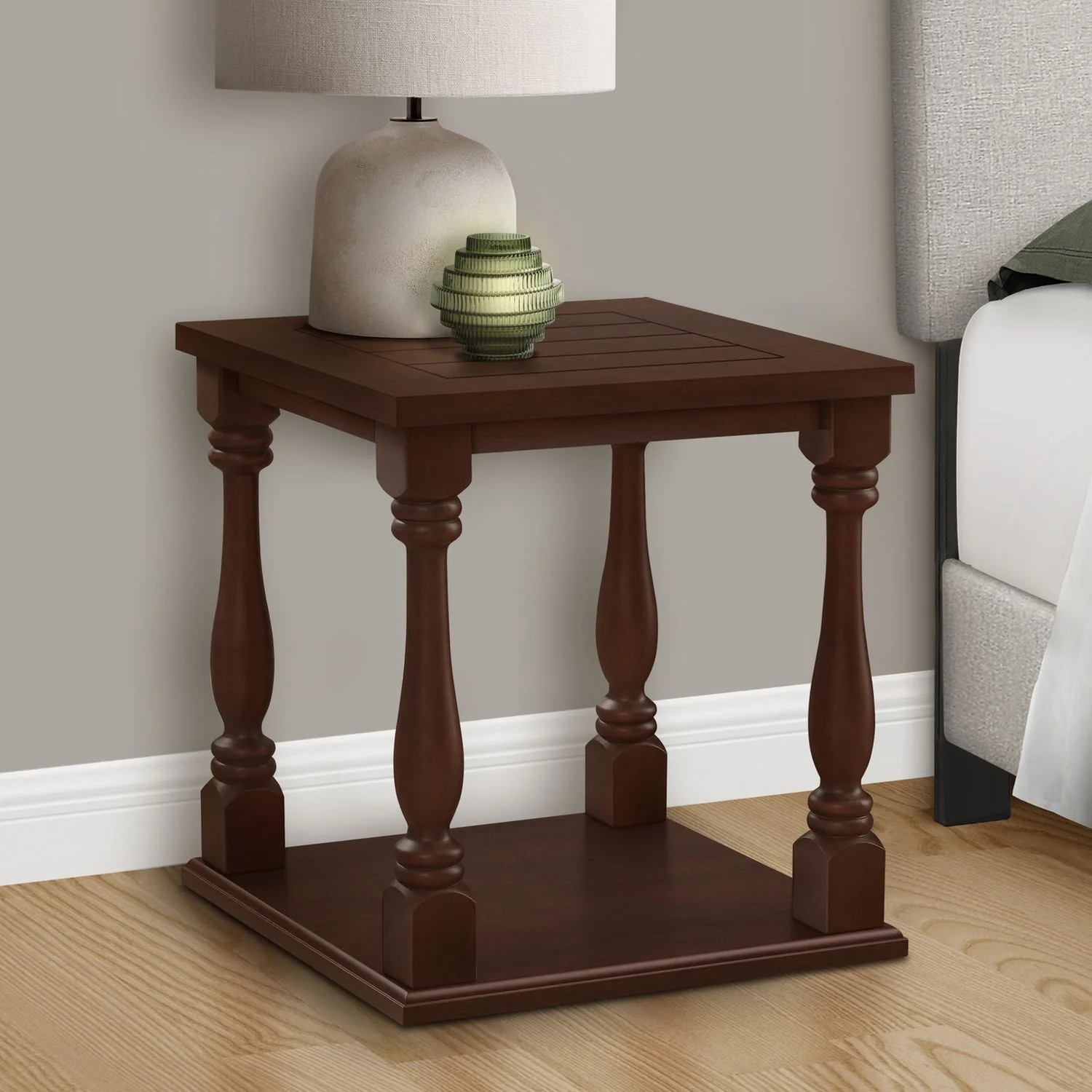 Accent Table, 2 Tier, Square, Traditional - Espresso - Image 3