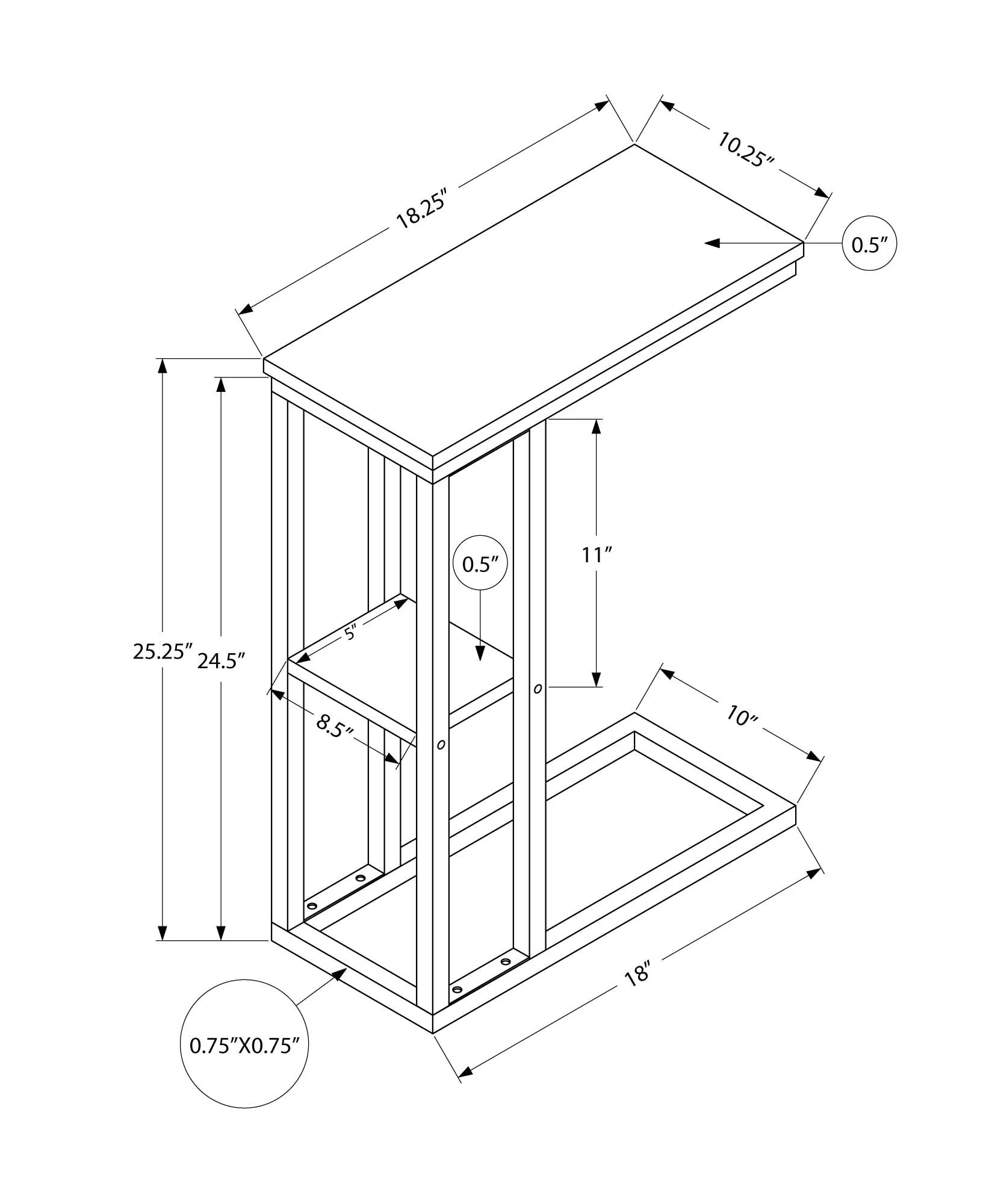 Accent Table C - Shaped, Contemporary & Modern - Image 6