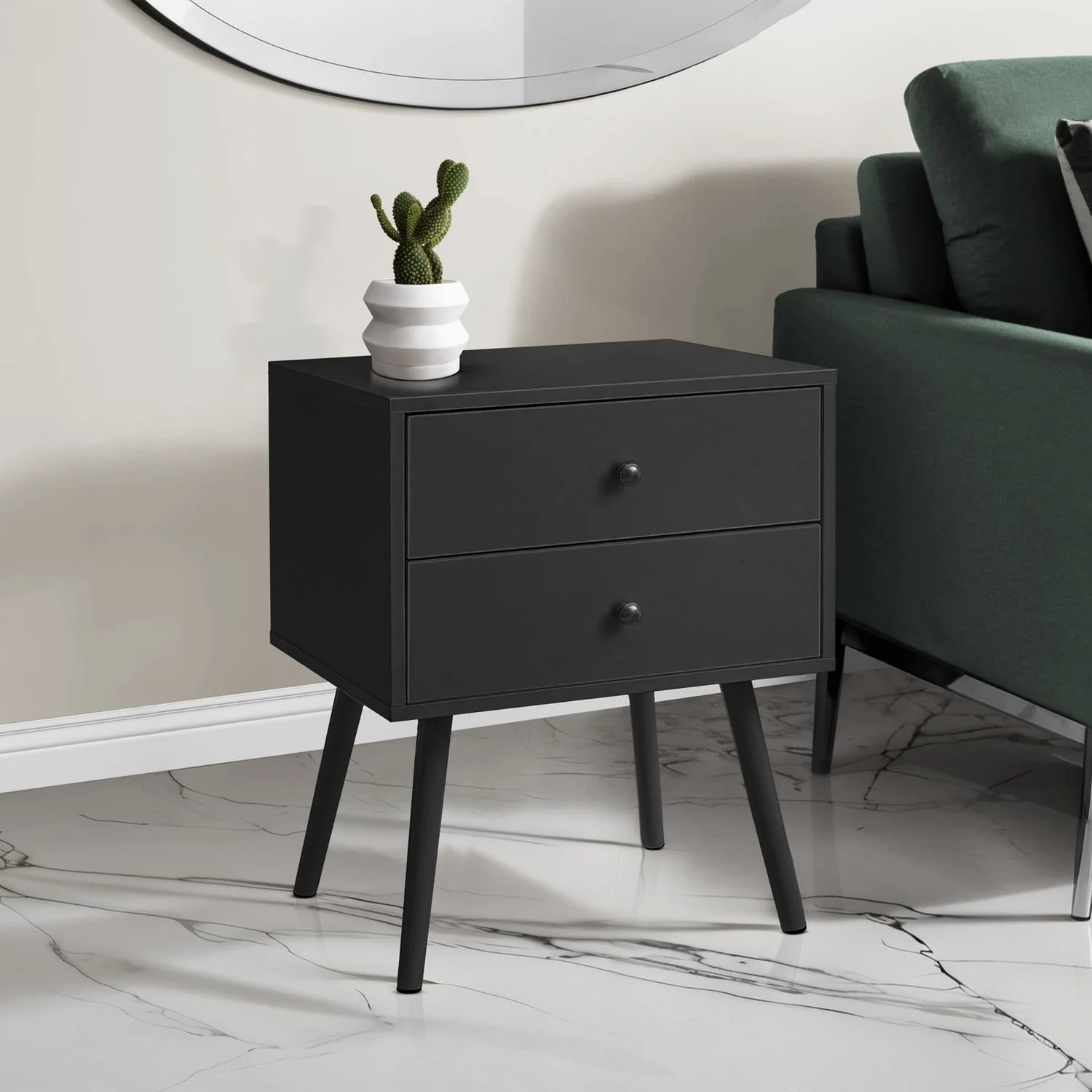Accent Table & Storage Drawers - Black - Image 2