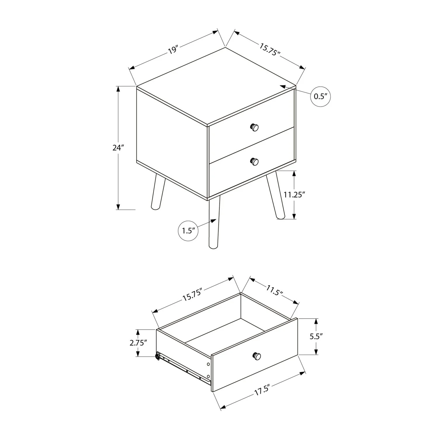 Accent Table & Storage Drawers - Black - Image 3