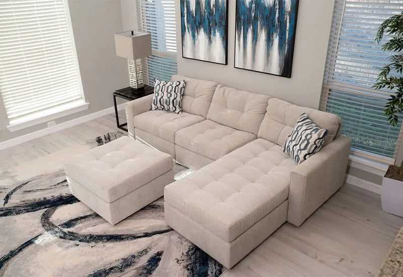 Aden Cement Cream Contemporary 3 PC Modular Sectional with Chaise - Image 2