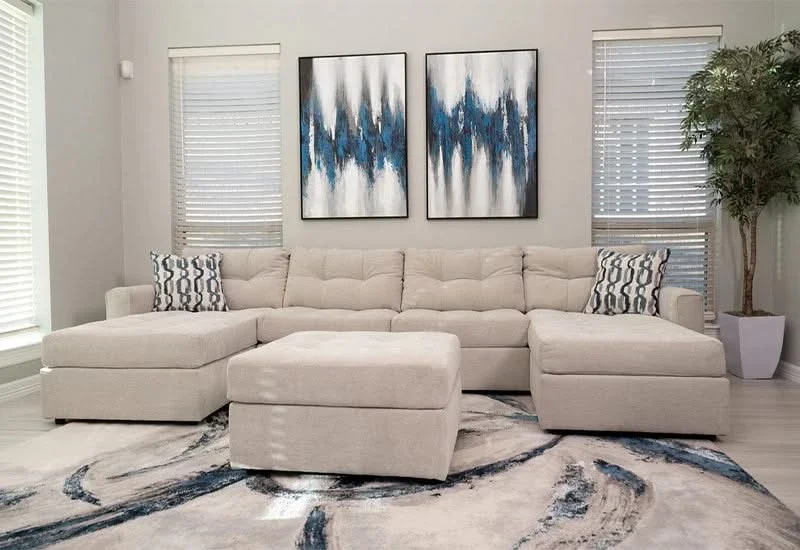 Aden Cement Cream Contemporary 4PC Modular Media Sectional - Image 2