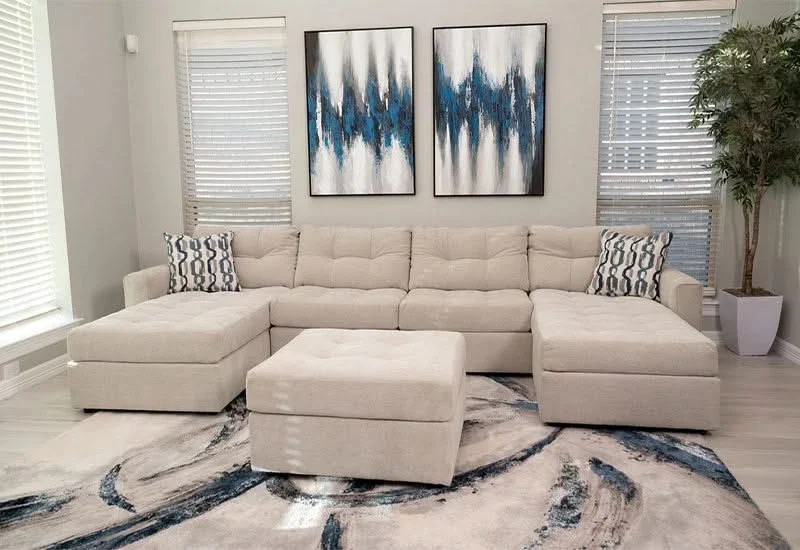 Aden Cement Cream Contemporary 4PC Modular Media Sectional - Image 3