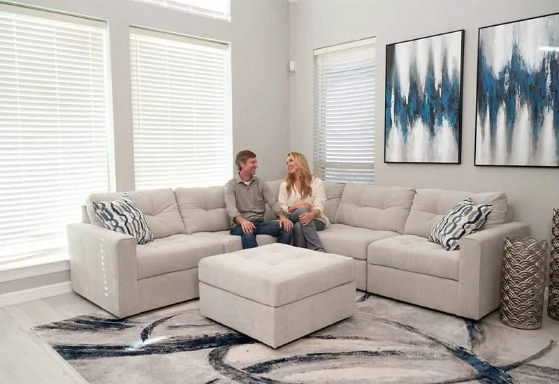 Aden Cement Cream Contemporary 5PC Modular Sectional - Image 3