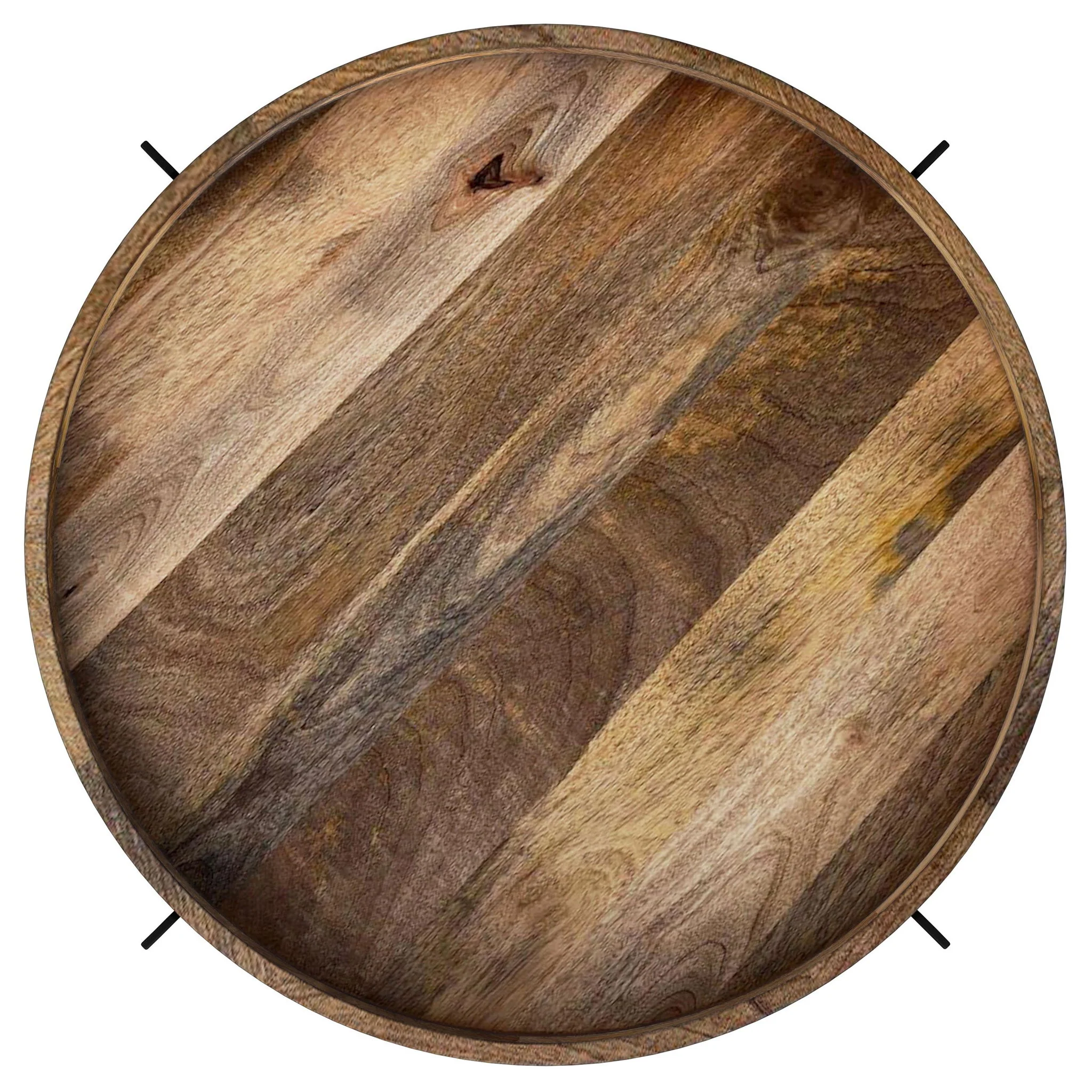 Adhvik Round Wood Top Marble Shelf Coffee Table Natural - Image 2