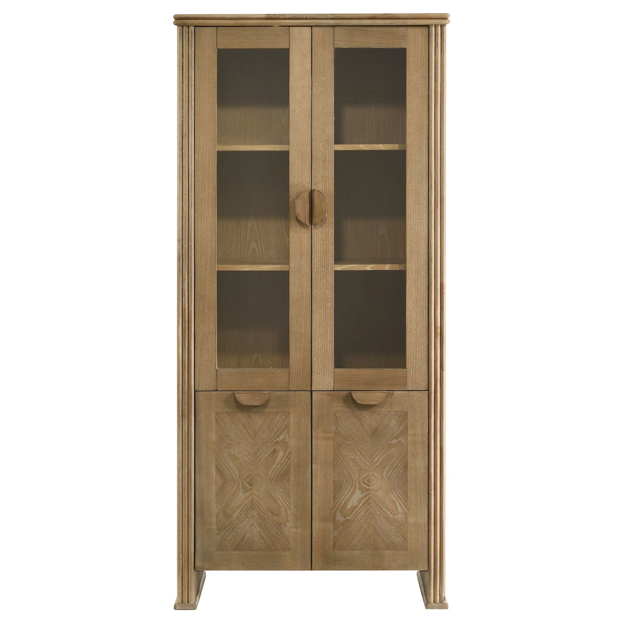 Adina 77-inch Tall Display Cabinet Distressed Light Brown - Image 3