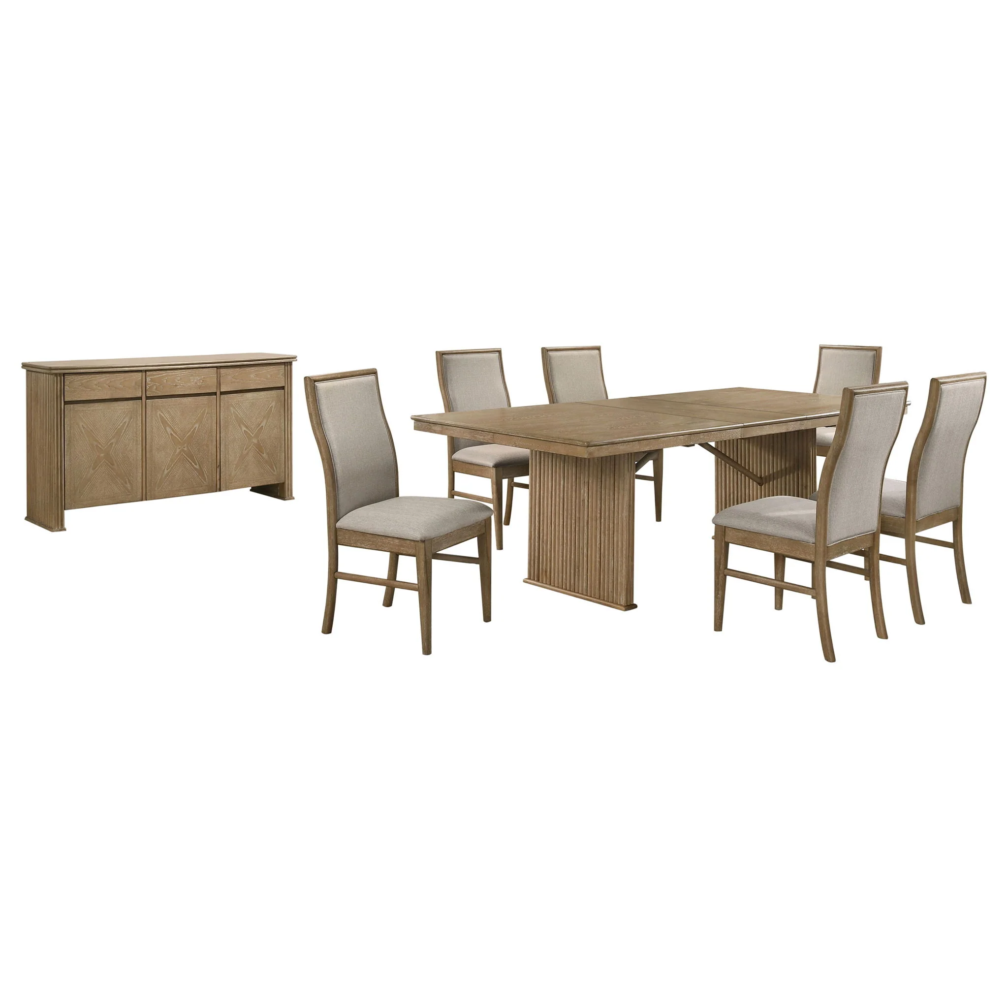Adina 8-piece Extension Dining Set Distressed Light Brown - Image 2