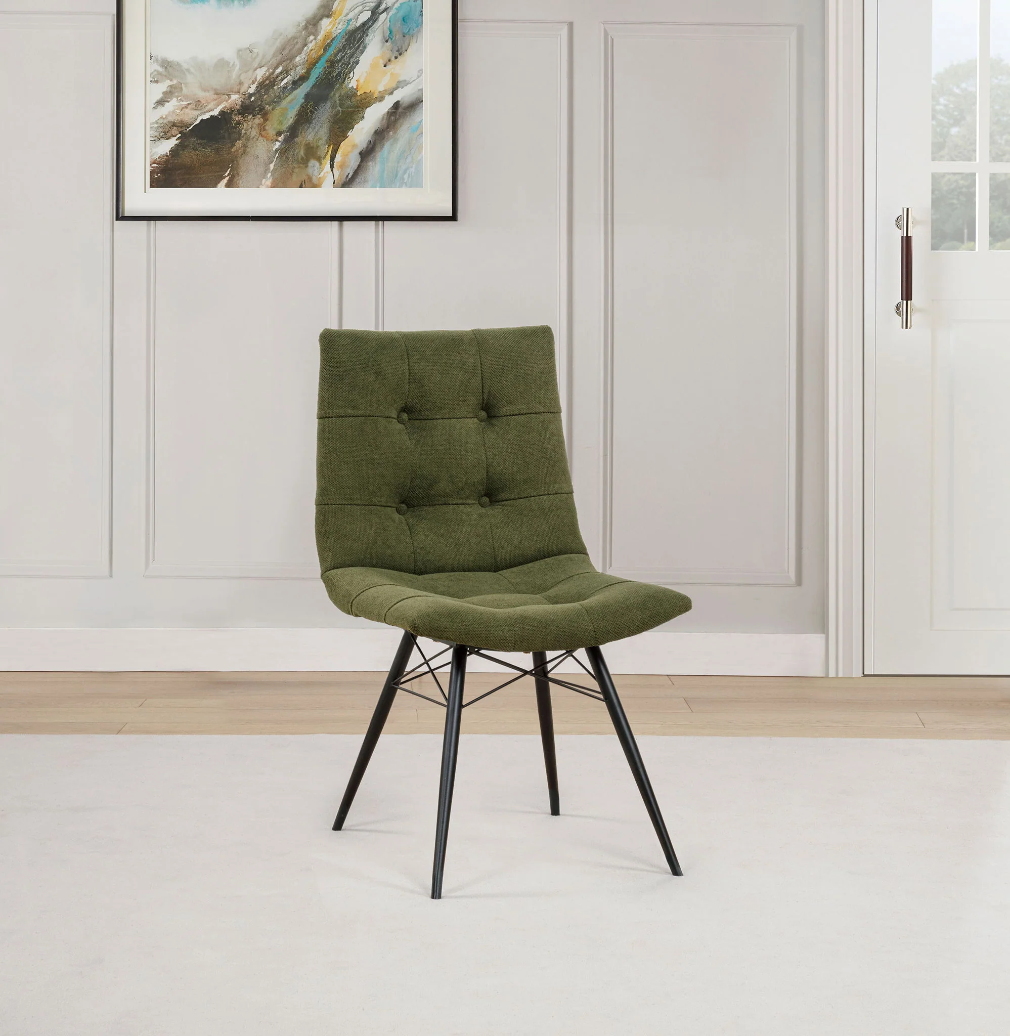 Aiken Fabric Upholstered Dining Side Chair Saddle Forest Green (Set of 4) - Image 3