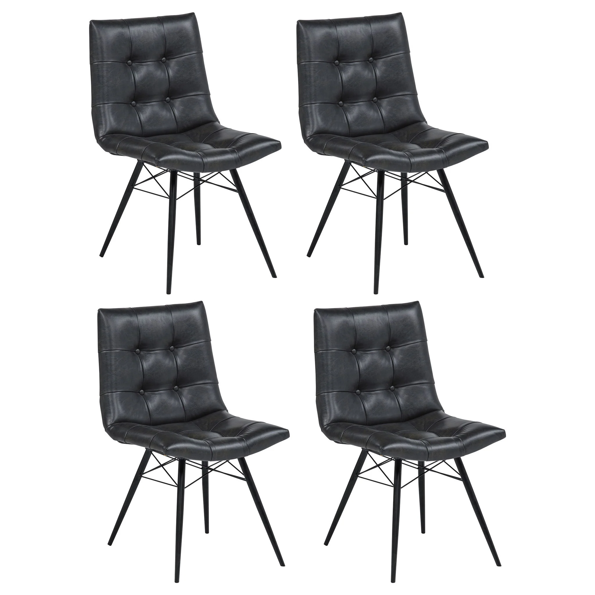 Aiken Faux Leather Upholstered Dining Side Chair Charcoal Grey (Set of 4)