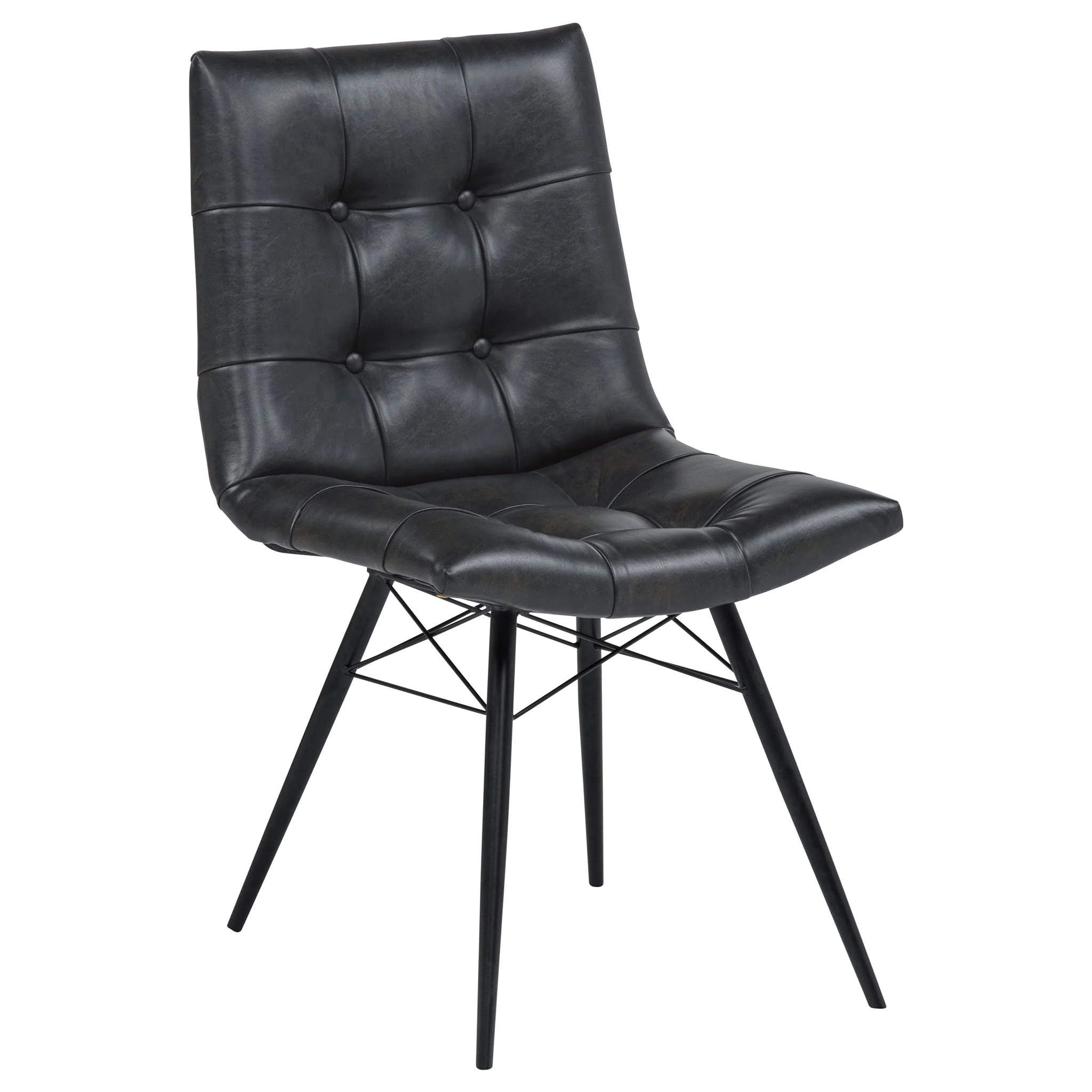 Aiken Faux Leather Upholstered Dining Side Chair Charcoal Grey (Set of 4) - Image 2