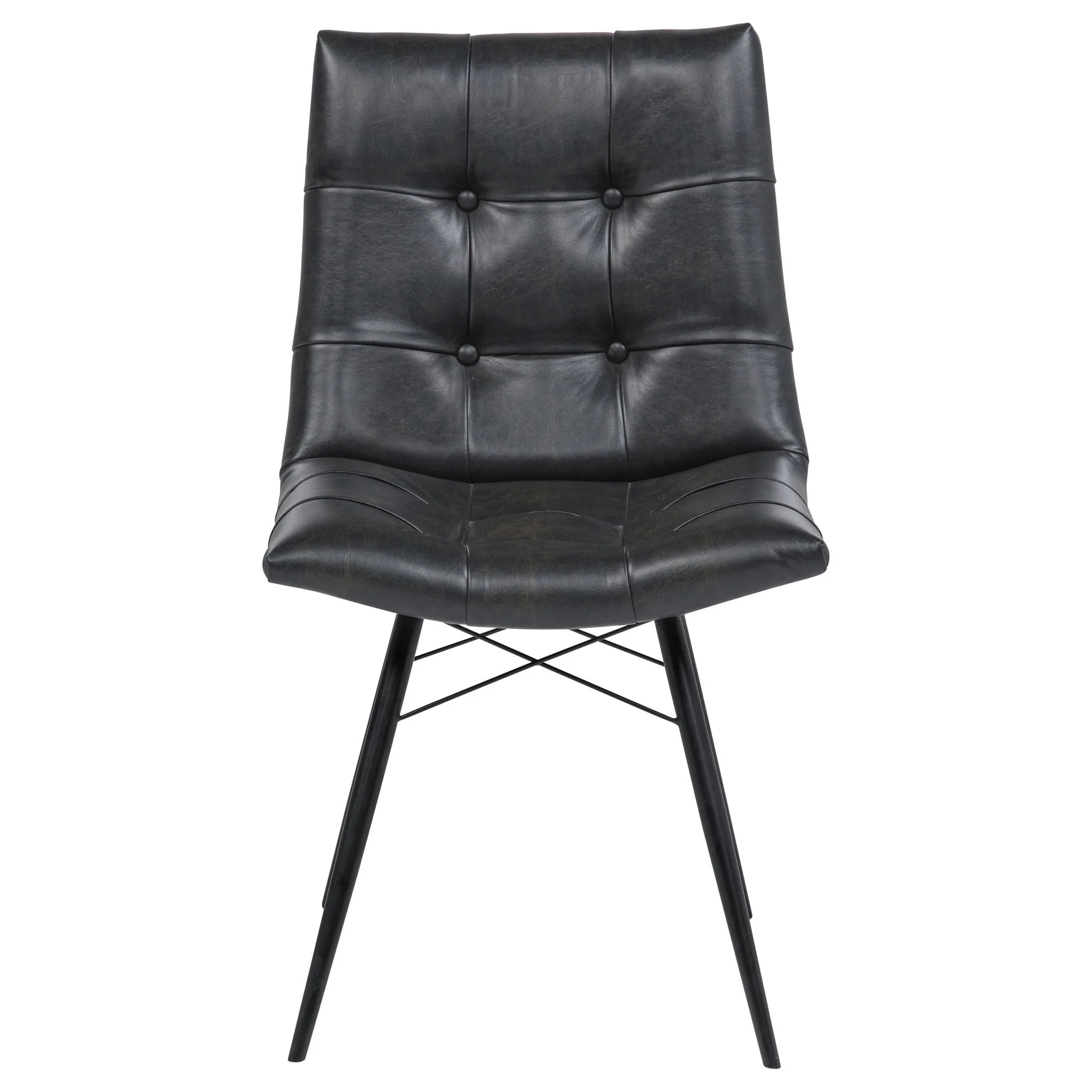 Aiken Faux Leather Upholstered Dining Side Chair Charcoal Grey (Set of 4) - Image 4