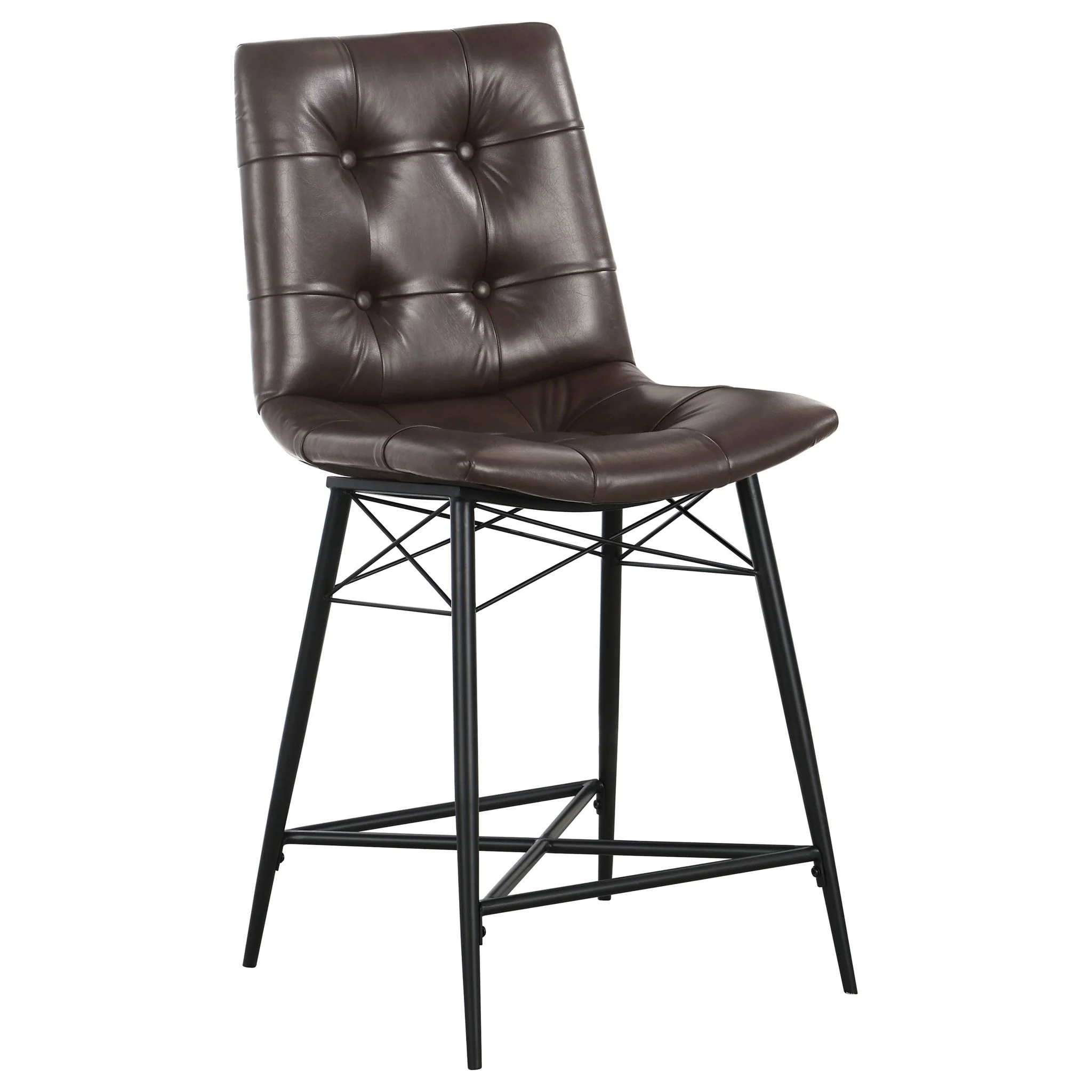 Aiken Upholstered Tufted Counter Chair Brown (Set of 2) - Image 2