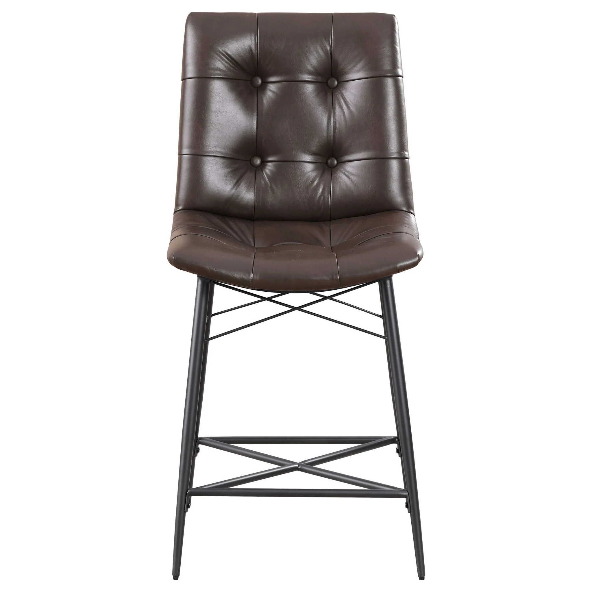 Aiken Upholstered Tufted Counter Chair Brown (Set of 2) - Image 3