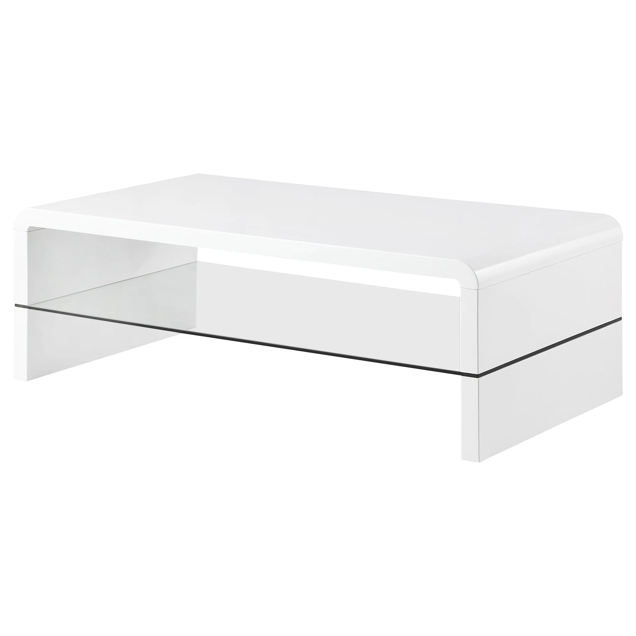 Airell Rectangular Coffee Table with Shelf White High Gloss - Image 2