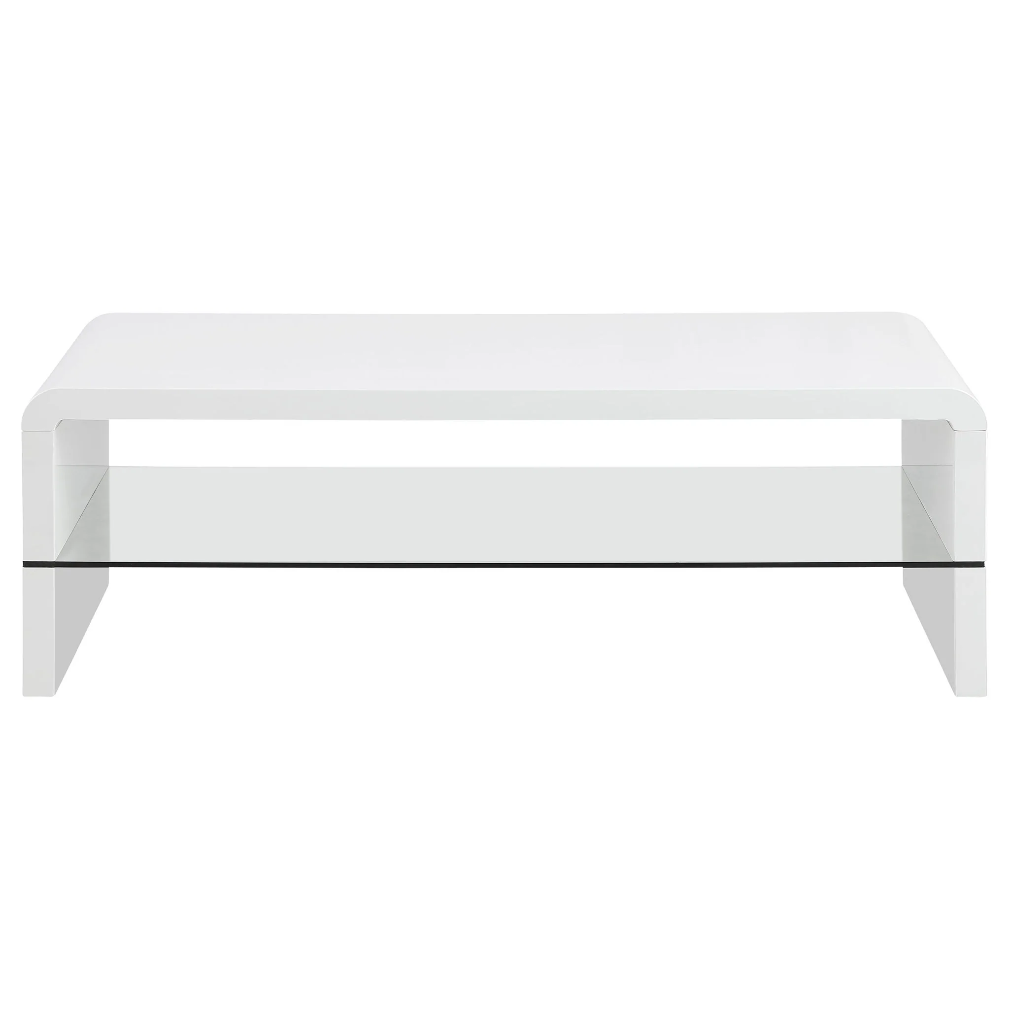 Airell Rectangular Coffee Table with Shelf White High Gloss - Image 3