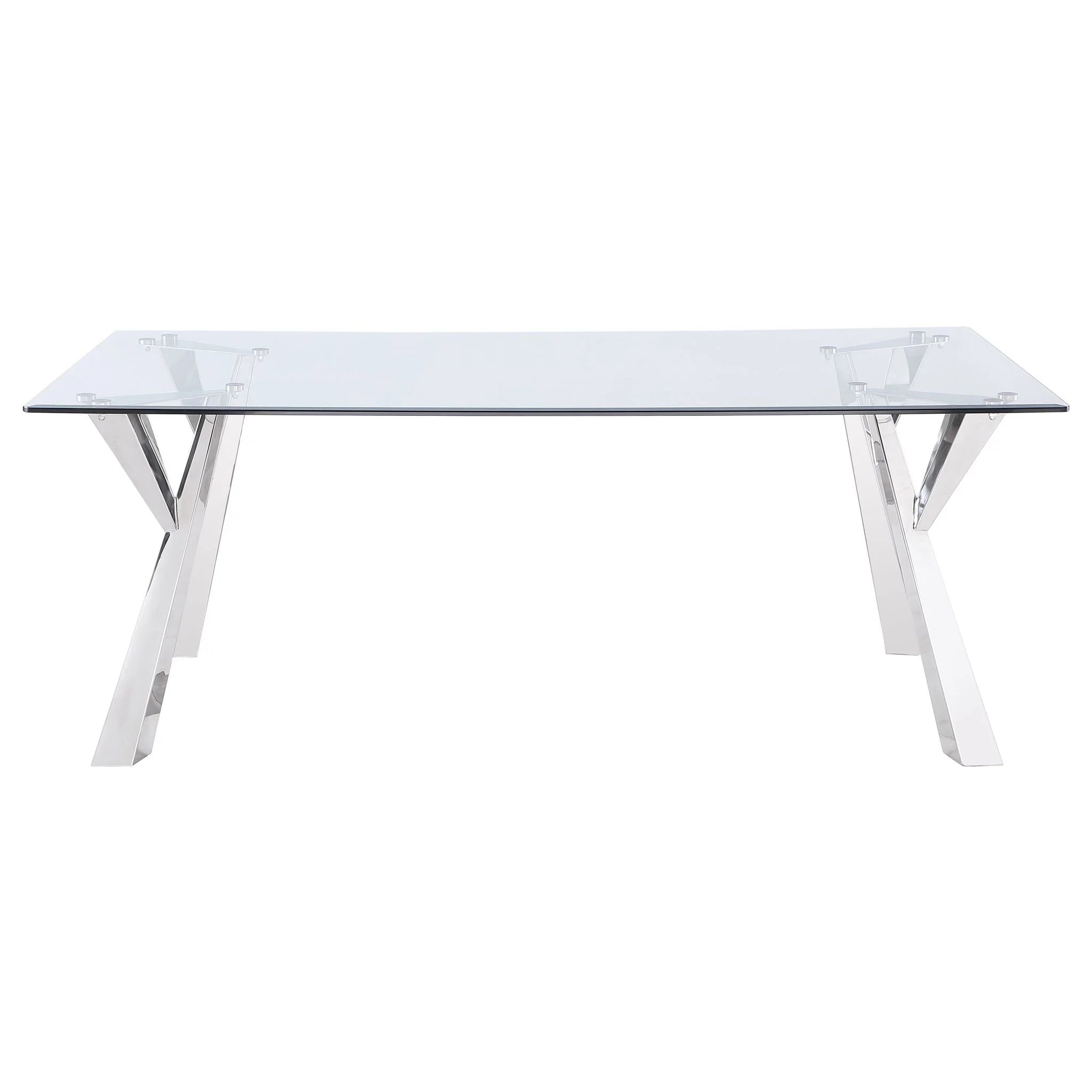 Alaia Rectangular 79-inch Glass Top Dining Table Chrome - Image 3