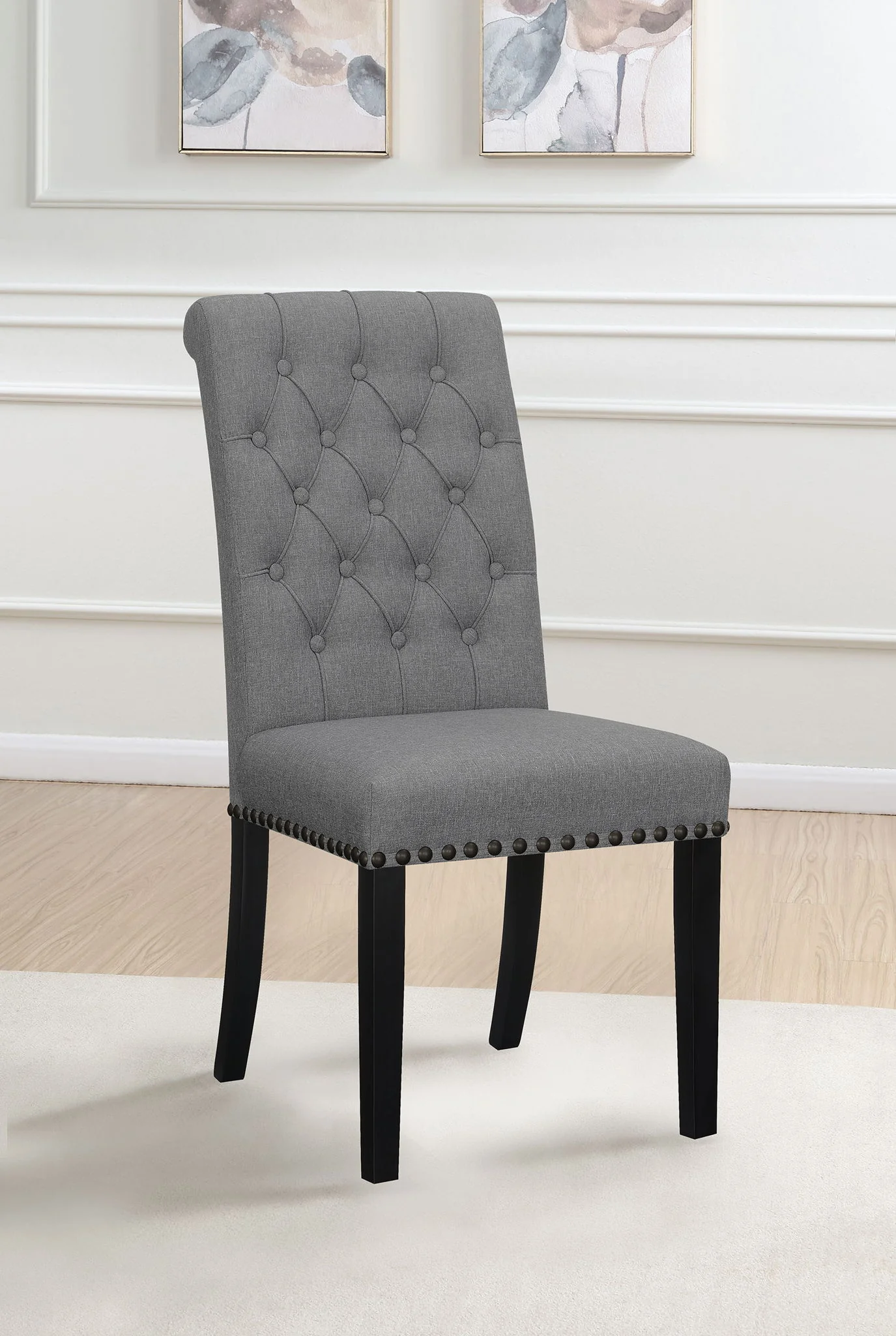 Alana Fabric Upholstered Dining Side Chair Grey (Set of 2) - Image 4