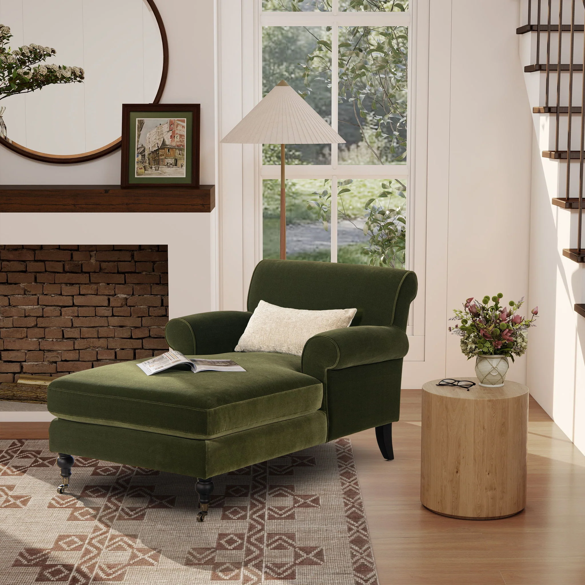 Alana Lawson - Chaise Lounge Chair - Olive Green - Image 4