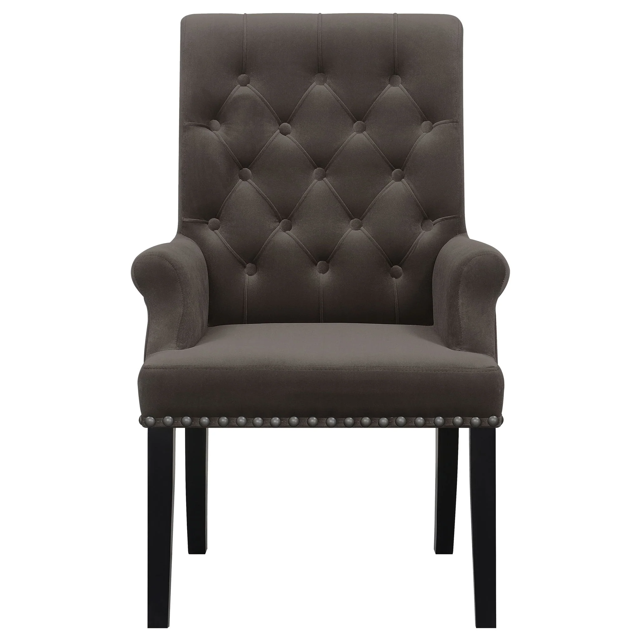 Alana Velvet Upholstered Dining Arm Chair Brown - Image 2