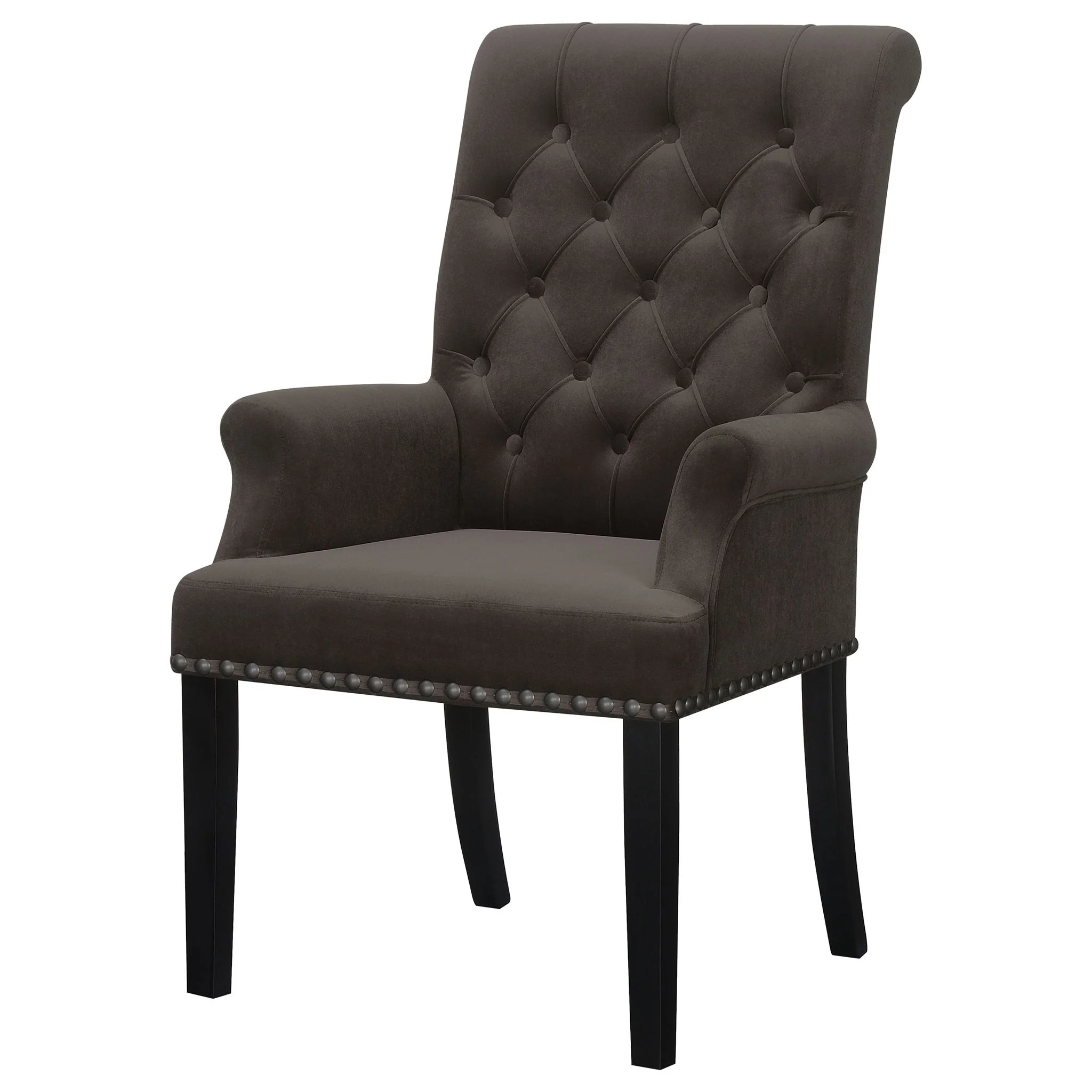 Alana Velvet Upholstered Dining Arm Chair Brown - Image 3