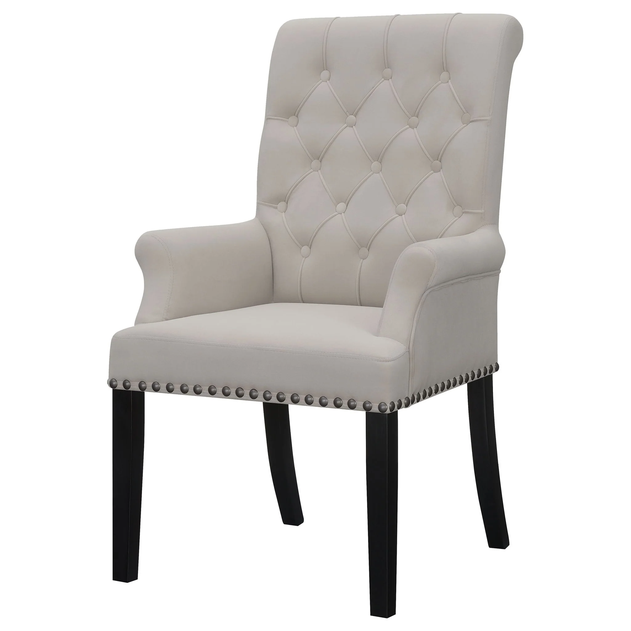 Alana Velvet Upholstered Dining Arm Chair Sand - Image 2