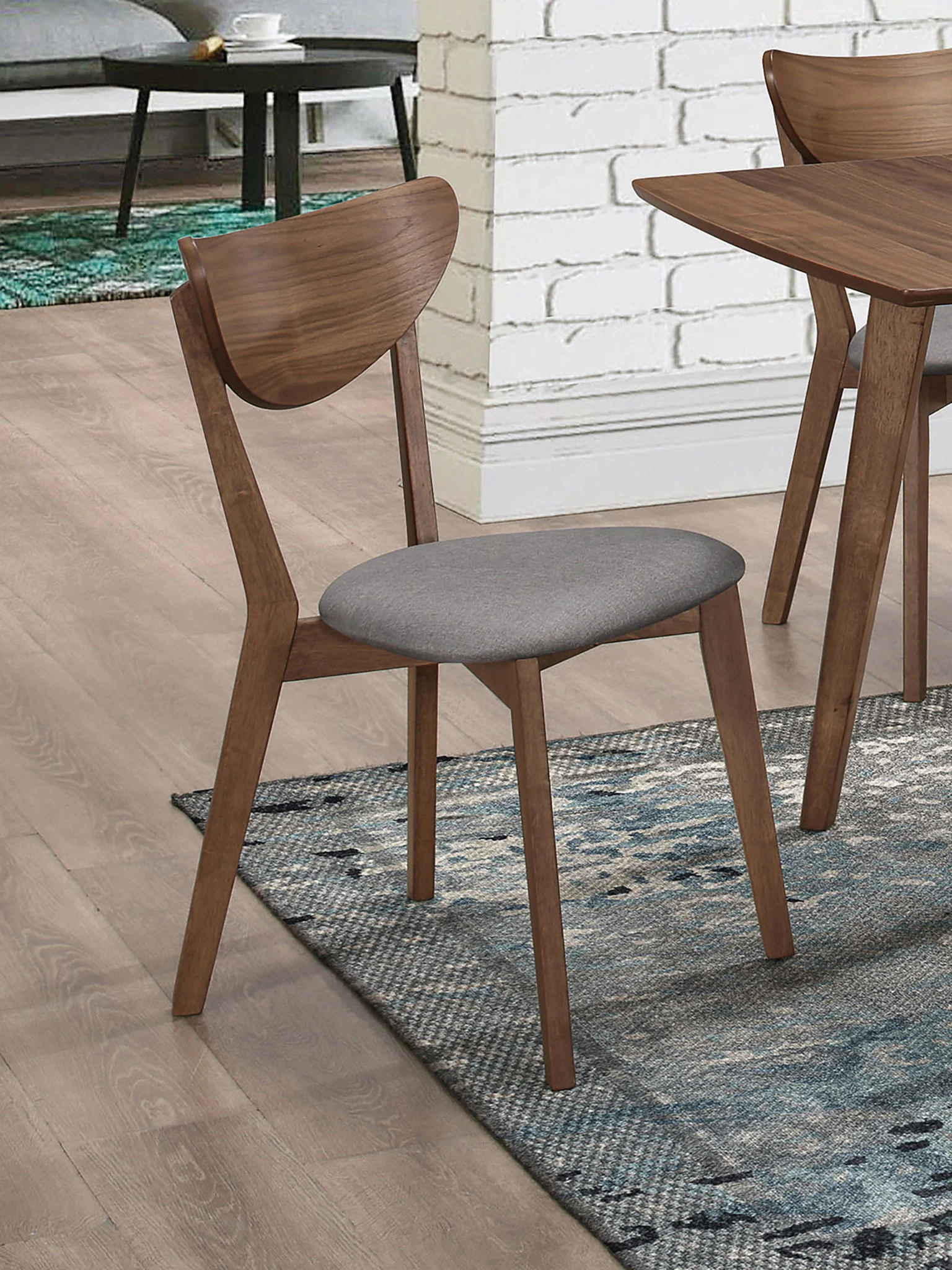 Alfredo Dining Side Chair Grey and Natural Walnut (Set of 2) - Image 2