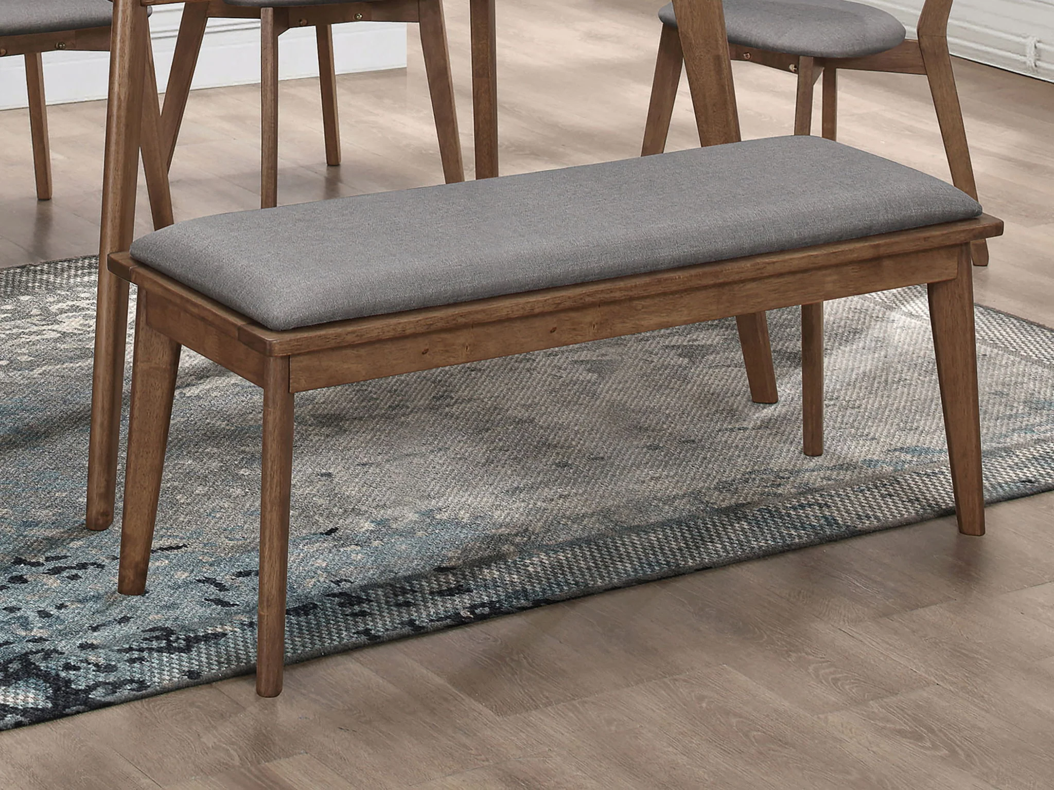 Alfredo Upholstered Dining Bench Grey and Natural Walnut - Image 3