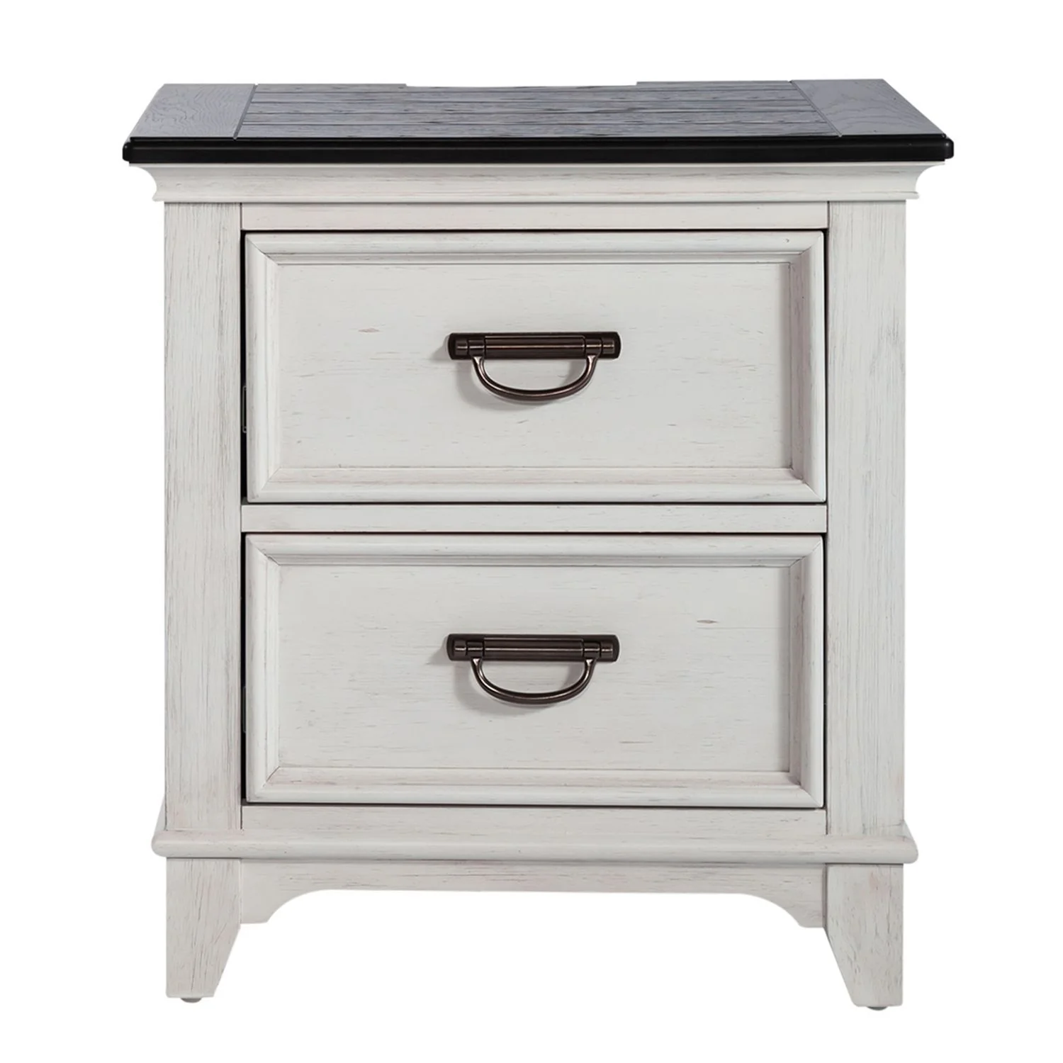 Allyson Park - 2 Drawer Nightstand With Charging Station - Wirebrushed White / Charcoal - Image 4