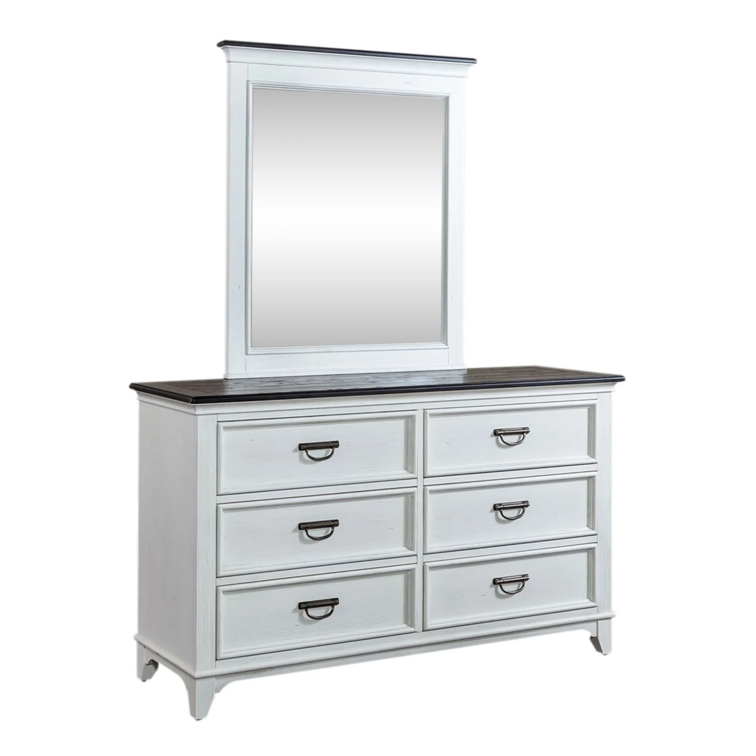 Allyson Park - Dresser & Mirror (6 Drawer Dresser) - Wirebrushed White / Charcoal - Image 2