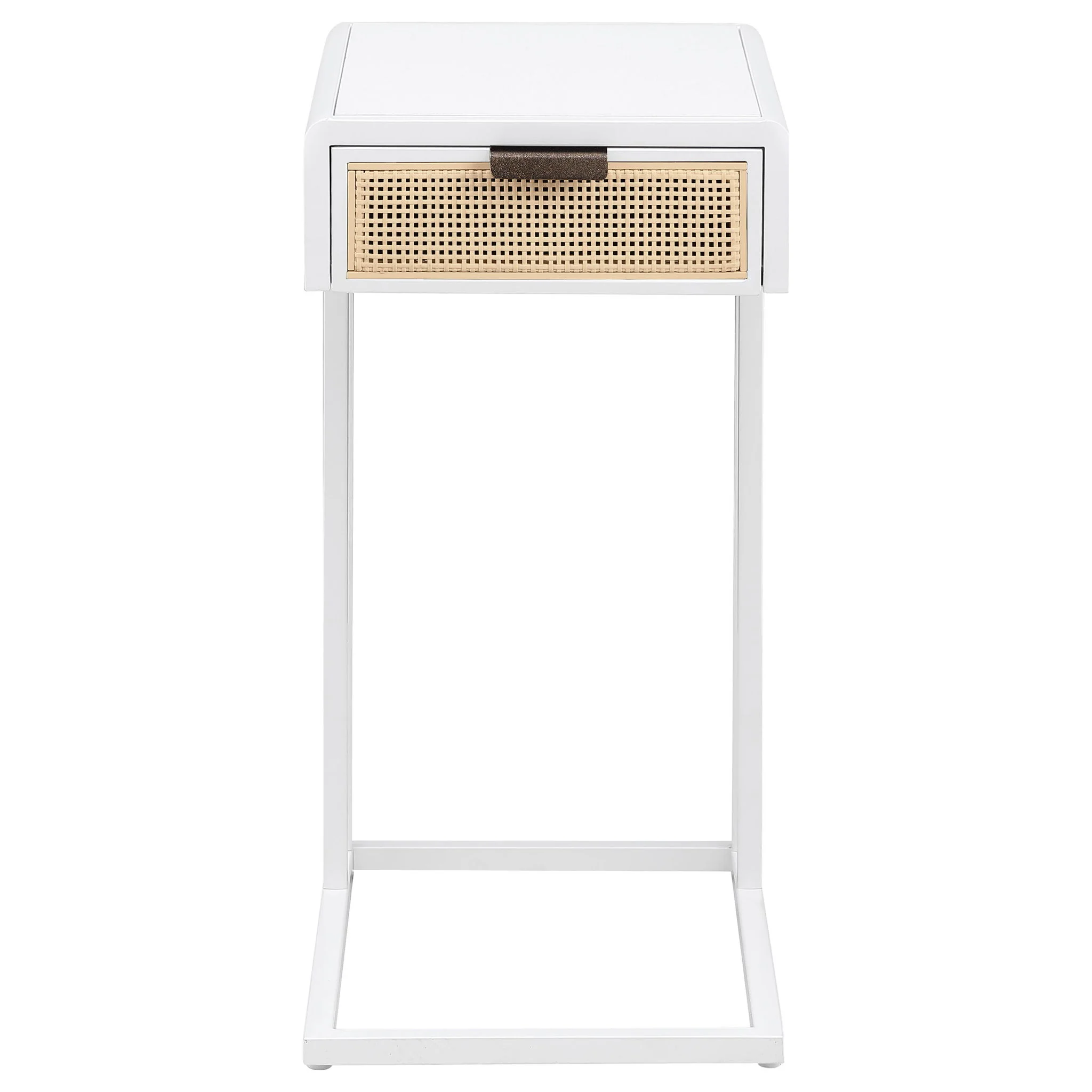 Amherst 1-drawer Radio Weave Cane Metal Side Table White - Image 4