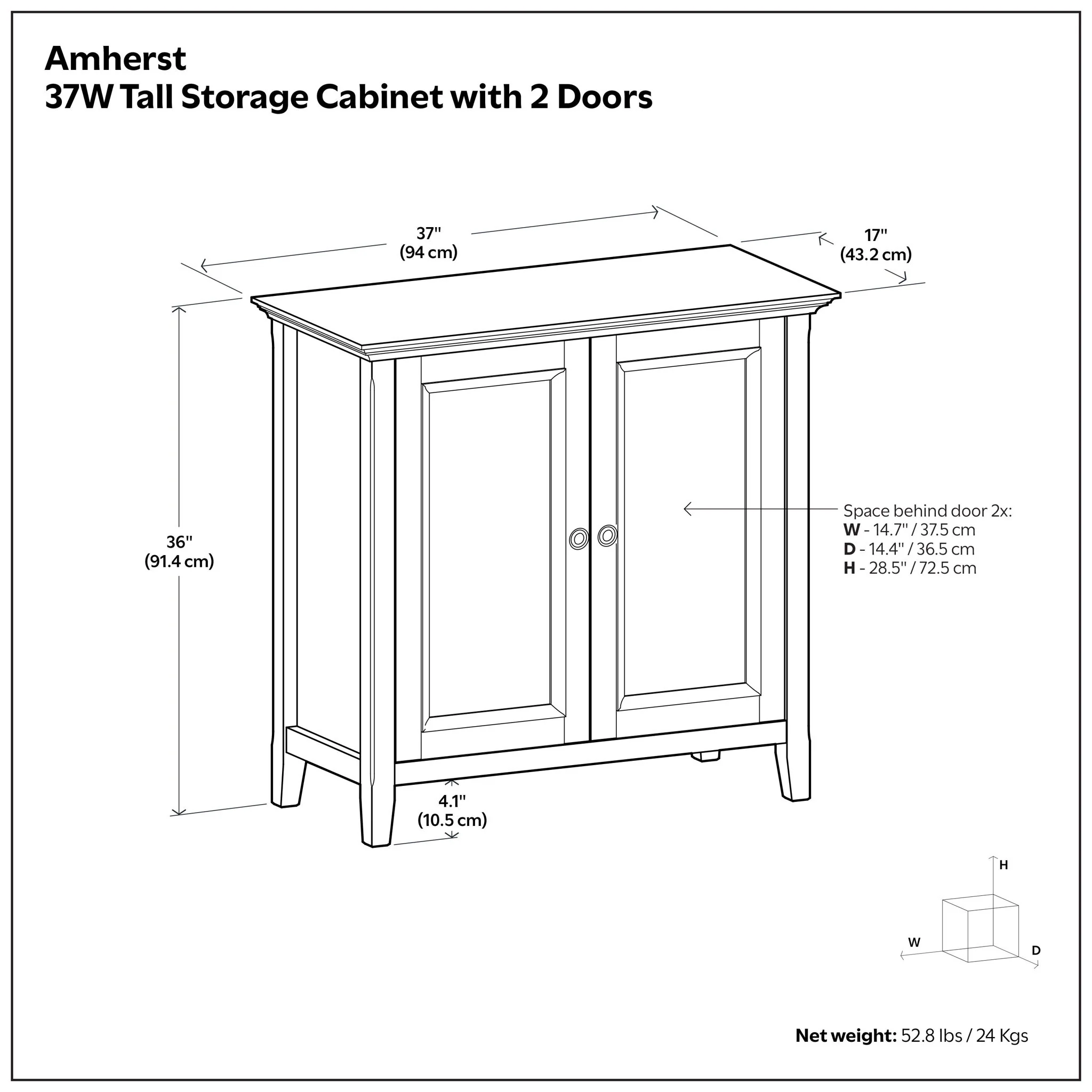 Amherst - 2 Door Storage Cabinet & Adjustable Shelving - Brown - Image 2