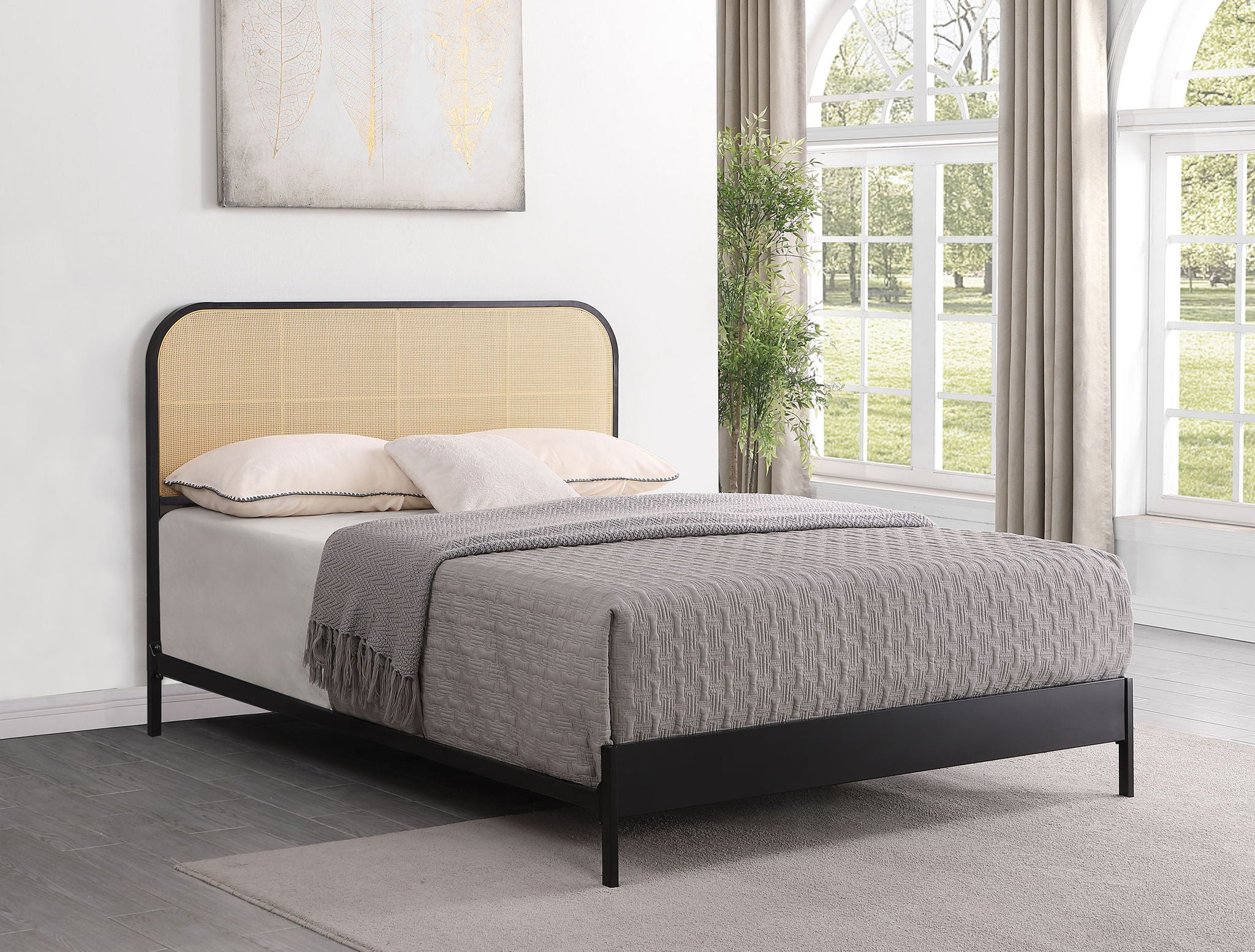 Amherst Radio Weave Rattan Metal Queen Bed Black - Image 4