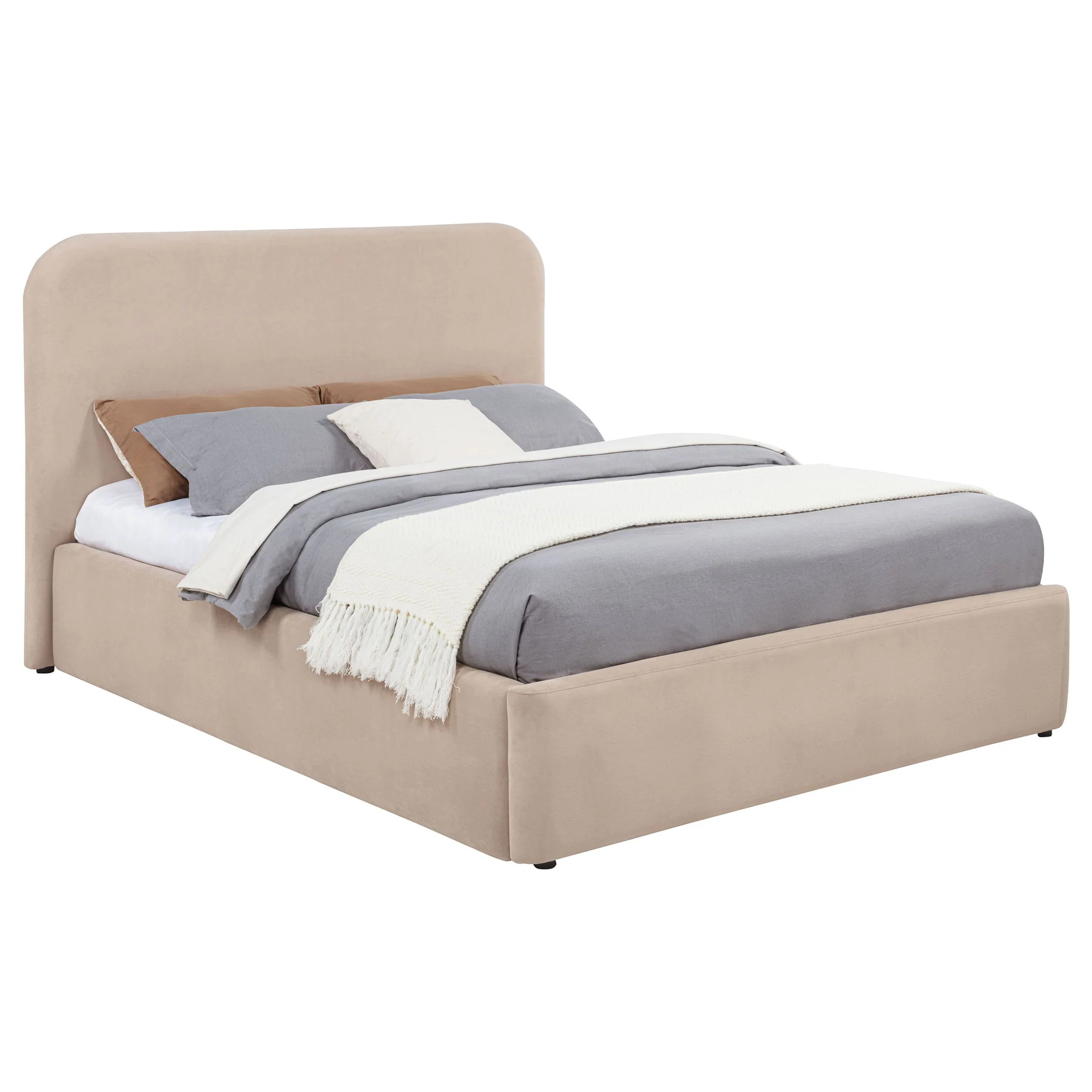 Anders Upholstered Queen Storage Lift Platform Bed Beige - Image 4