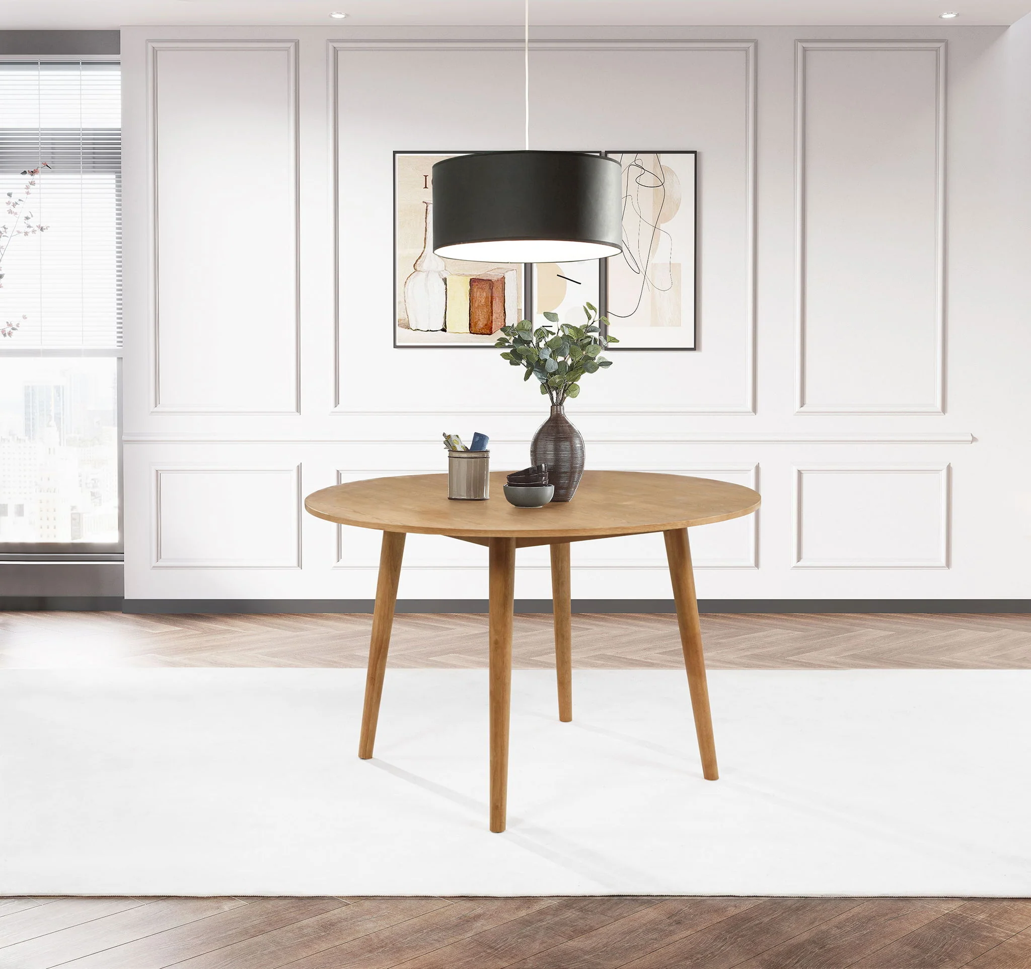 Andrews 48-inch Round Wood Dining Room Table Light Ash - Image 3
