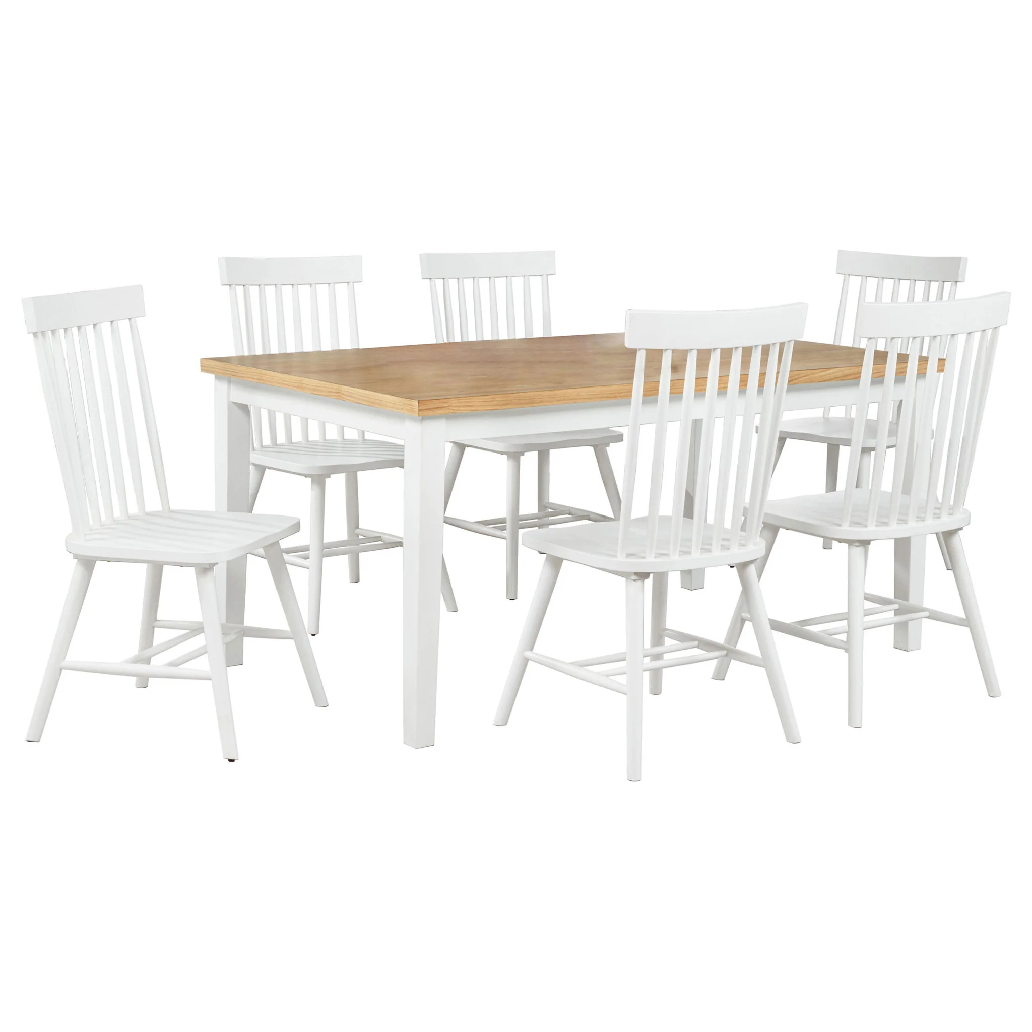 Andrews 7-piece Rectangular Dining Set Light Ash and White - Image 2