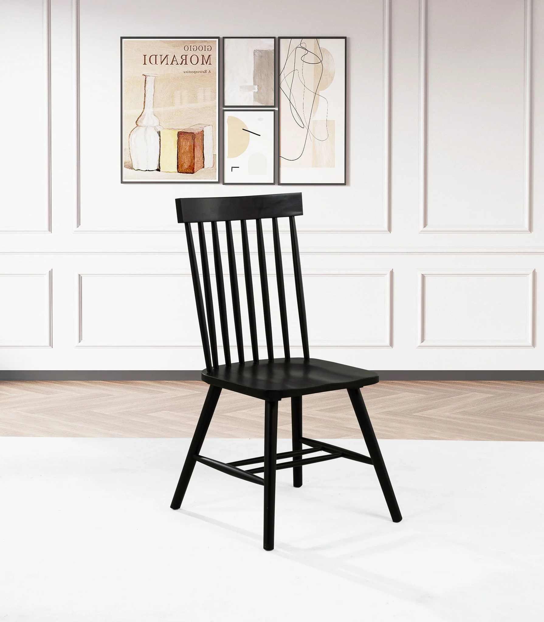 Andrews Windsor Spindle Back Dining Side Chair Black (Set of 2) - Image 2
