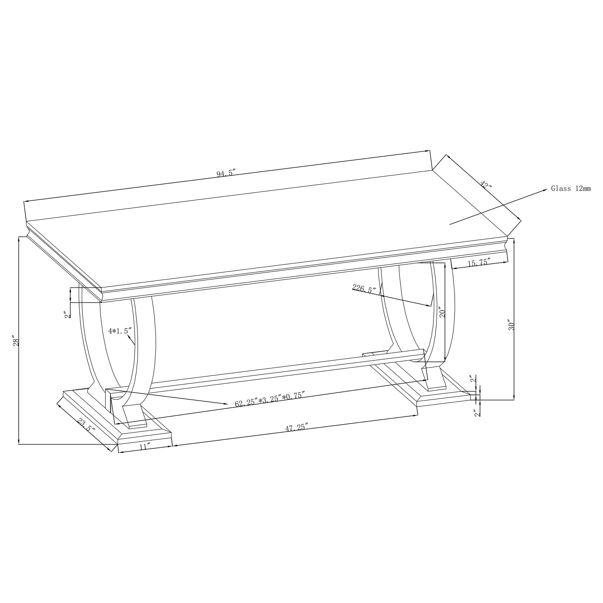 Antoine Rectangular 95-inch Glass Top Dining Table Black - Image 3